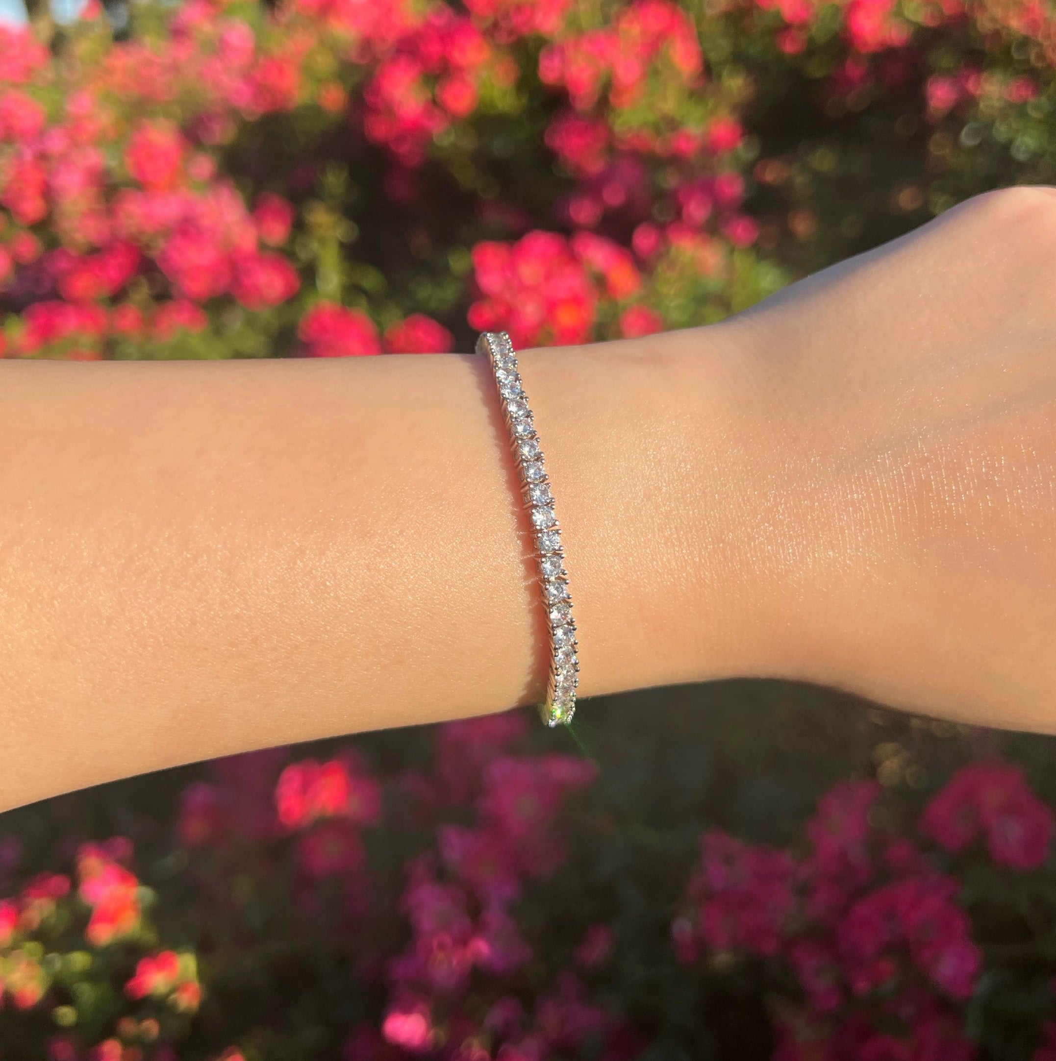 Aura 3mm Tennis Bracelet- Silver