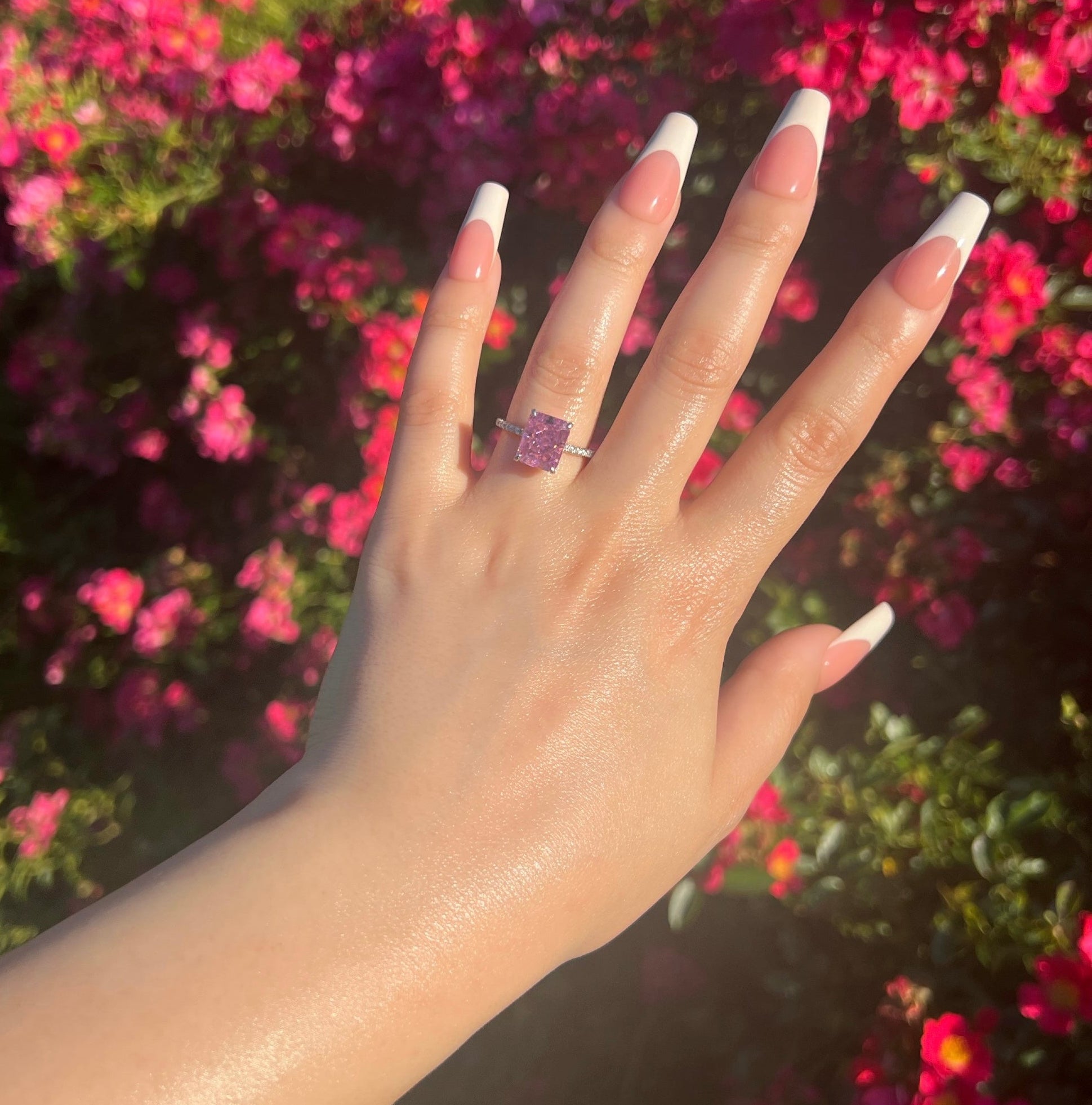 Cecilia Radiant Cut Sterling Silver Ring- Mulberry