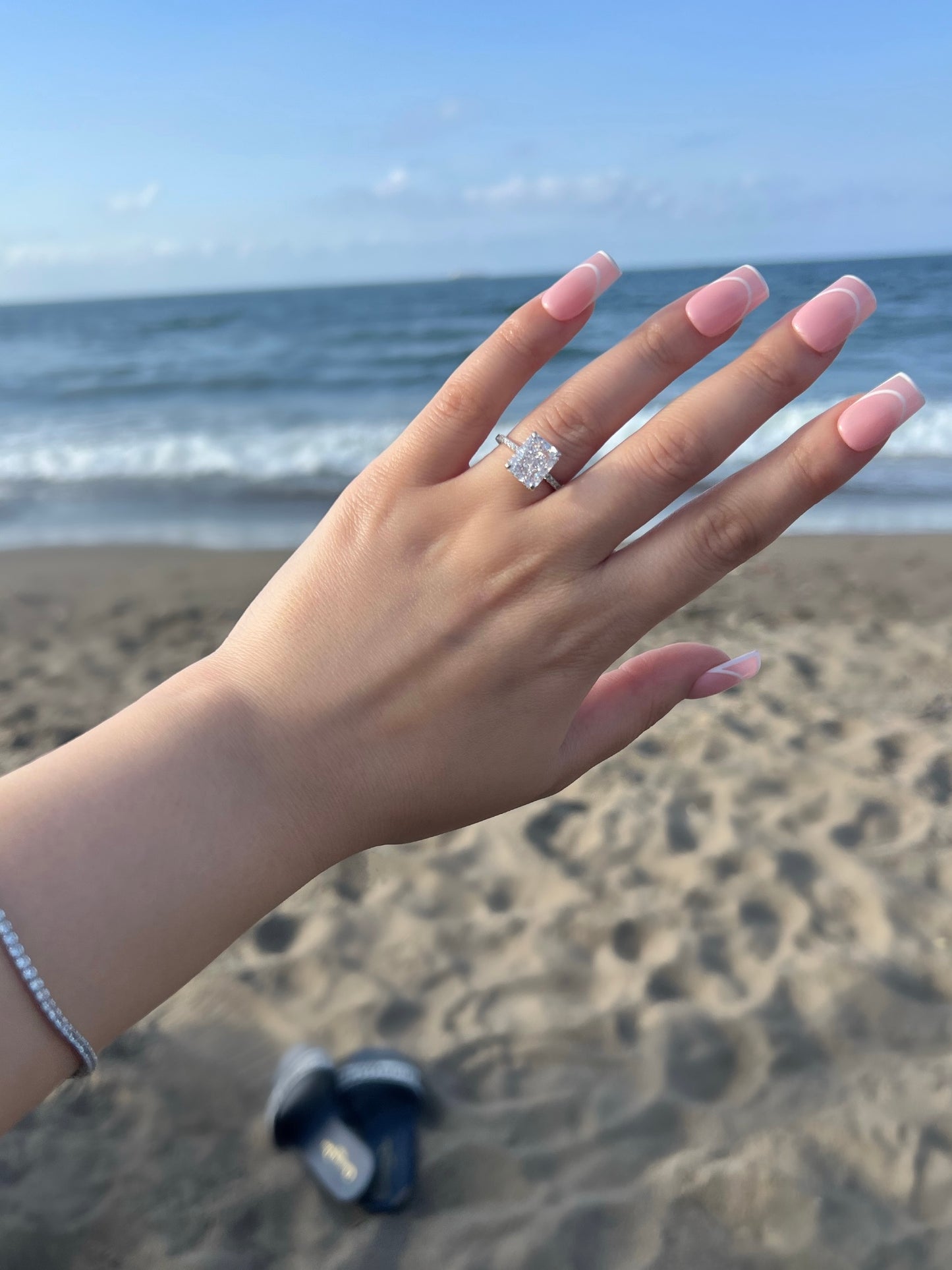 Cecilia Radiant Cut Sterling Silver Ring- Silver