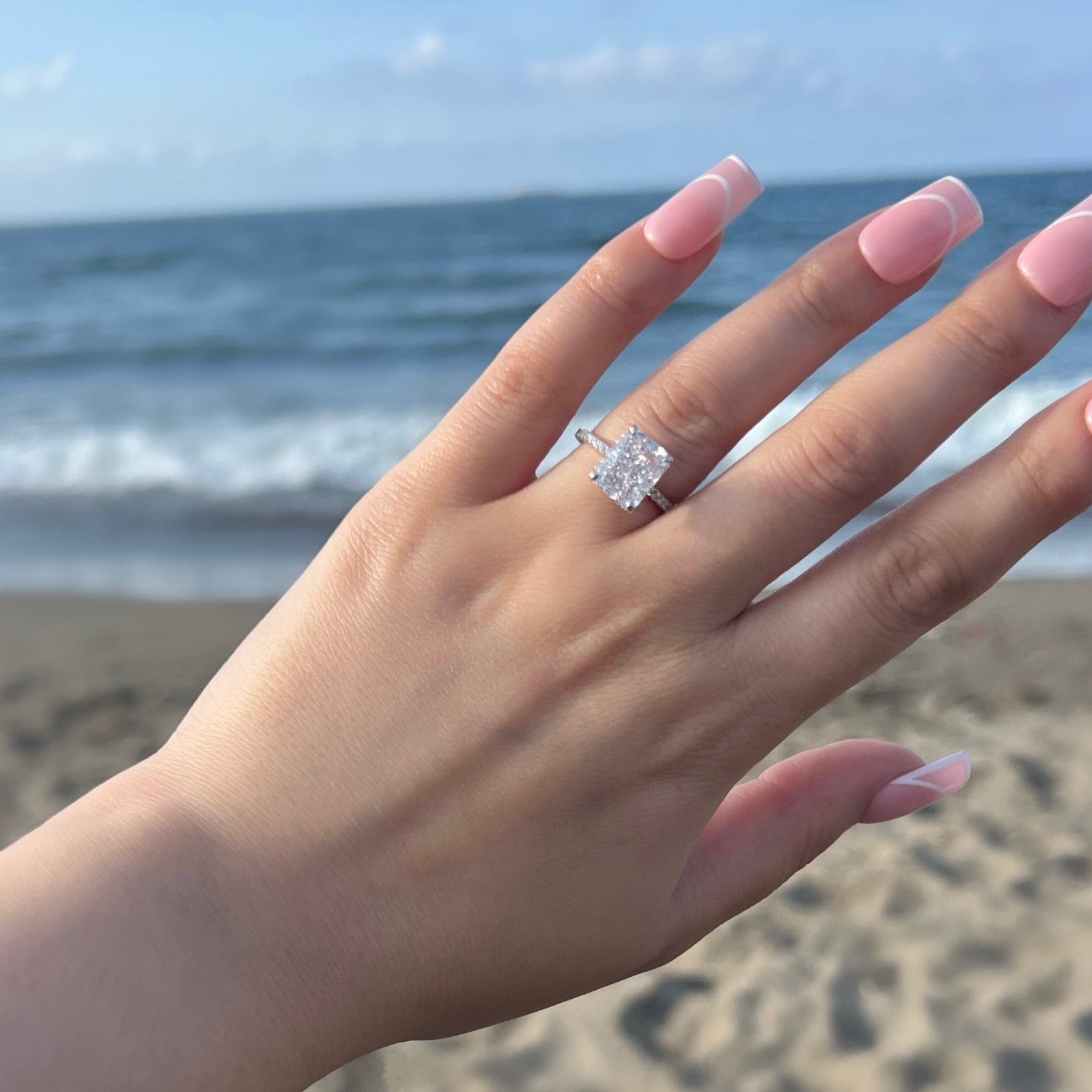 Cecilia Radiant Cut Sterling Silver Ring- Silver