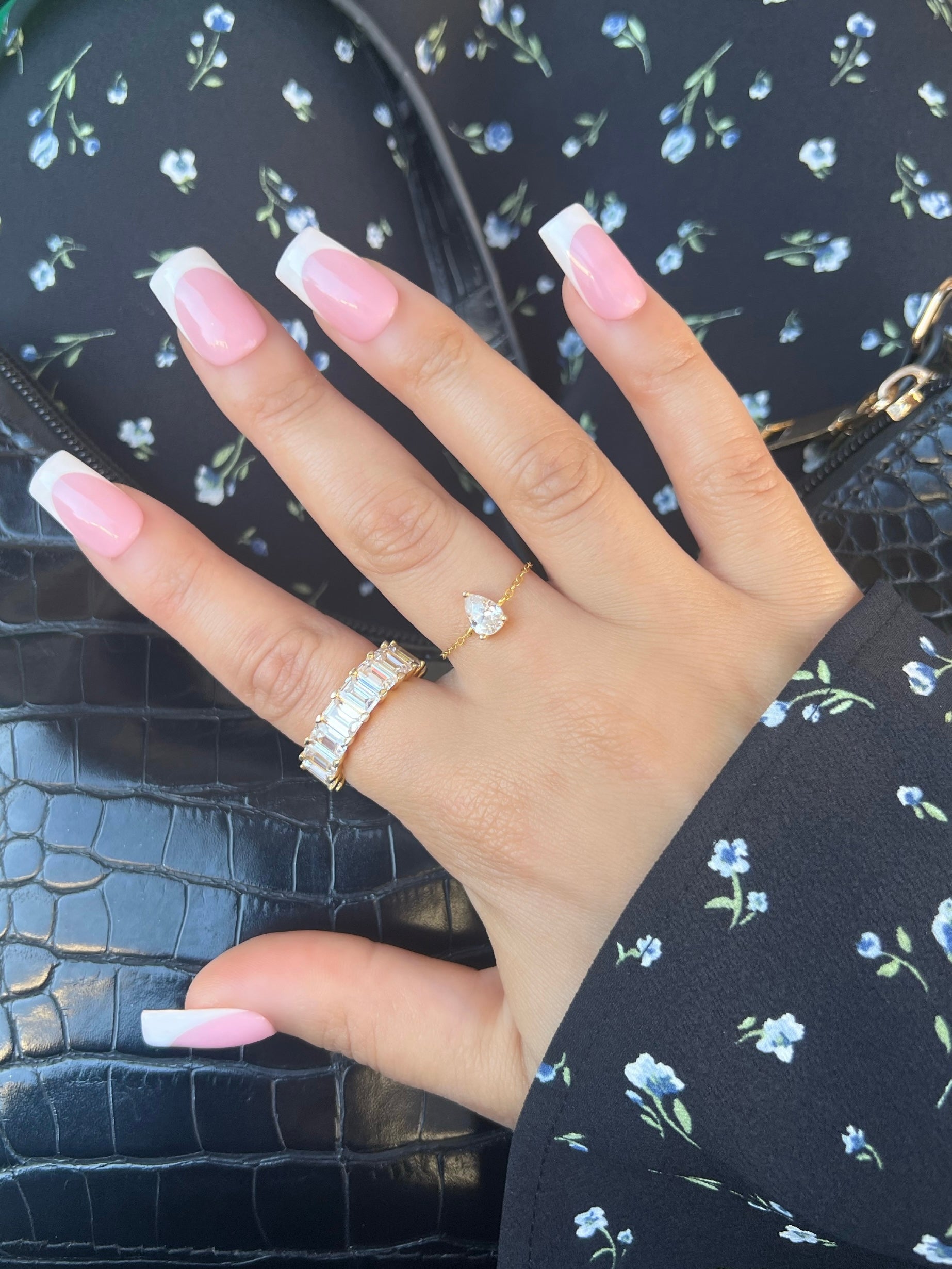 Raya Emerald Cut Eternity Band Sterling Silver Ring- Gold