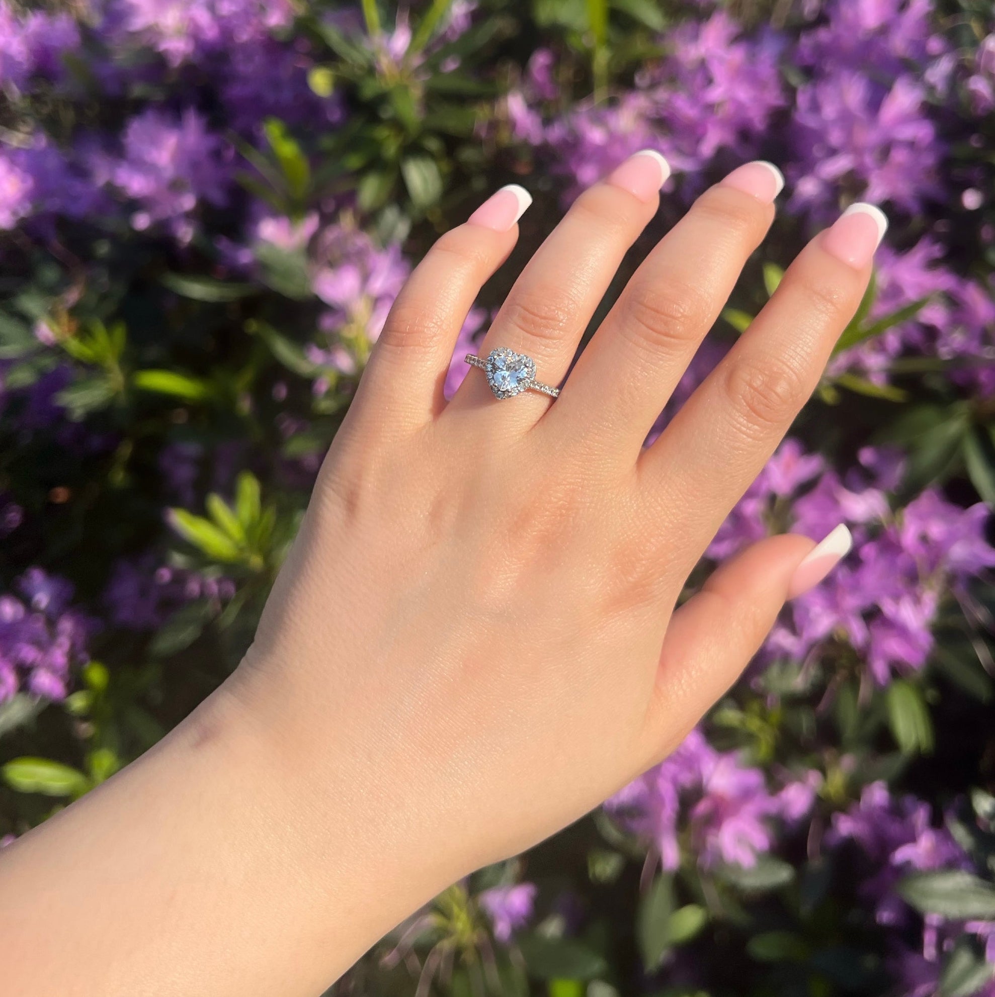 Elina Heart Sterling Silver Halo Ring- Silver