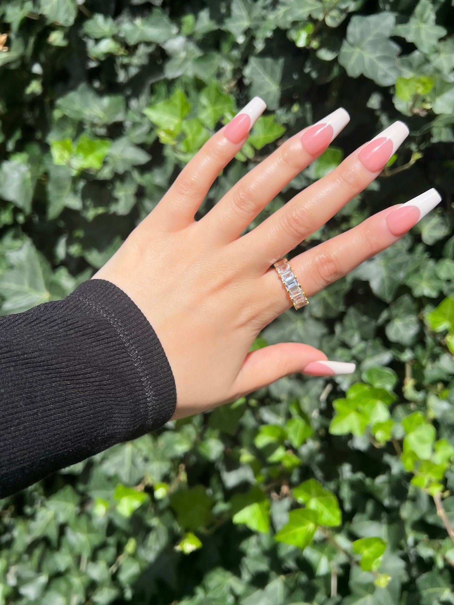 Raya Emerald Cut Eternity Band Sterling Silver Ring- Gold