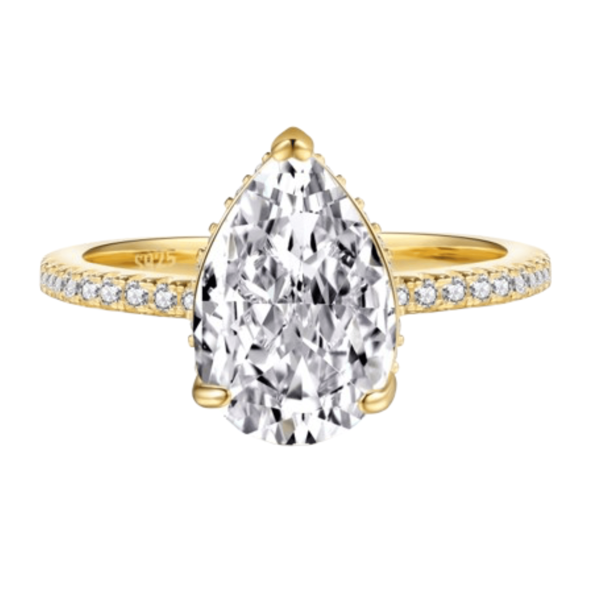 Seréna Pear Cut Sterling Silver Ring- Gold (Pre-Order)