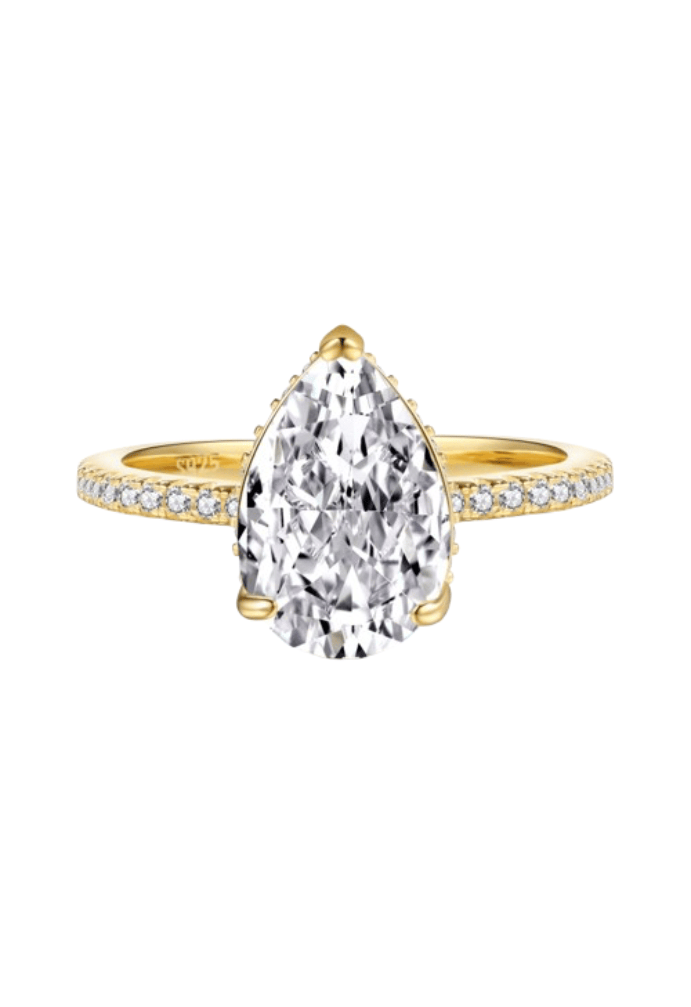 Seréna Pear Cut Sterling Silver Ring- Gold (Pre-Order)