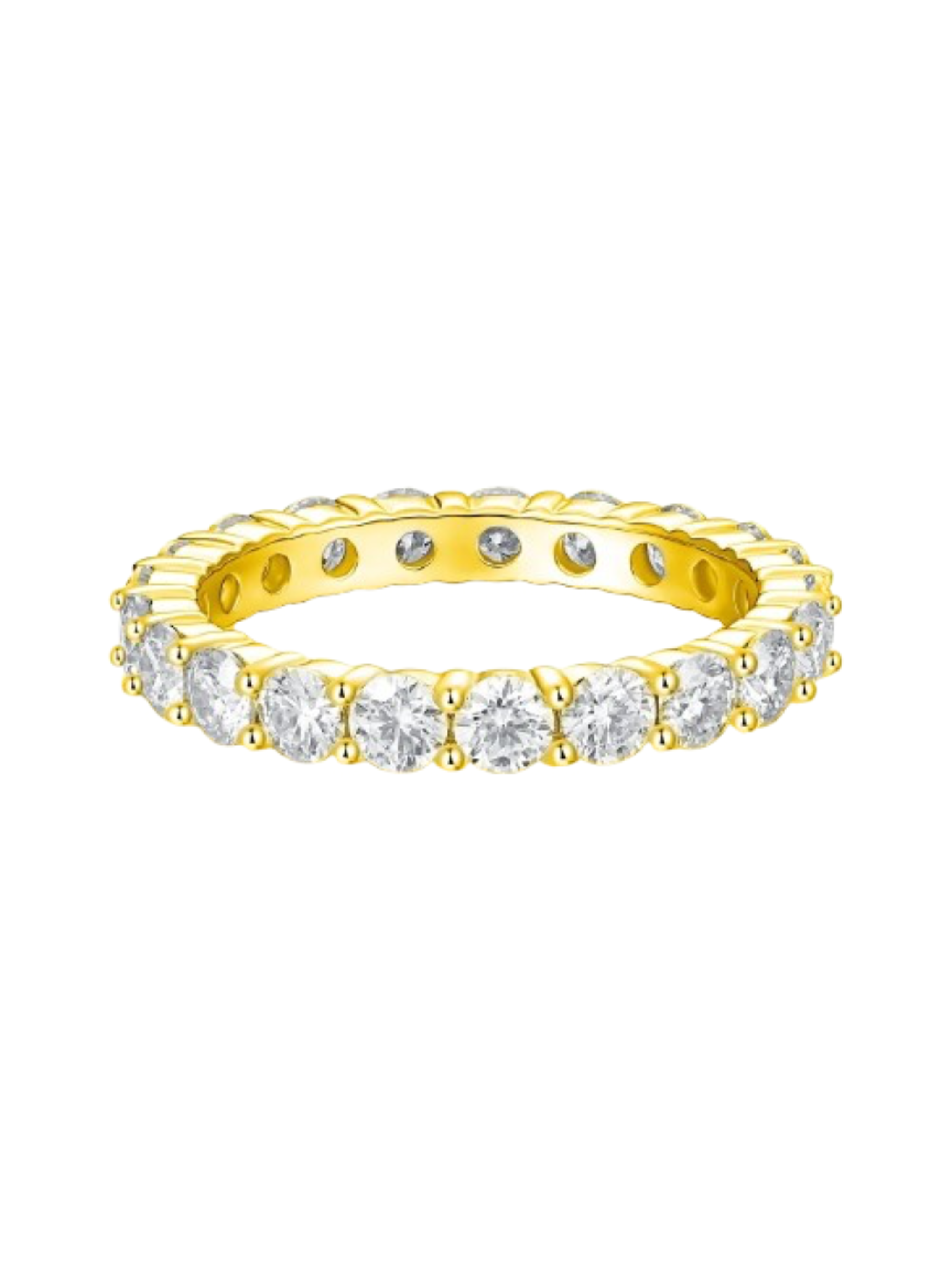 Eva Round Cut Eternity Band Sterling Silver Ring- Gold
