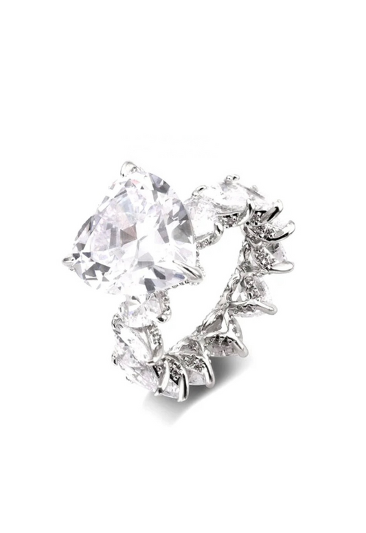 Queen Heart Cubic Zirconia Ring- Silver