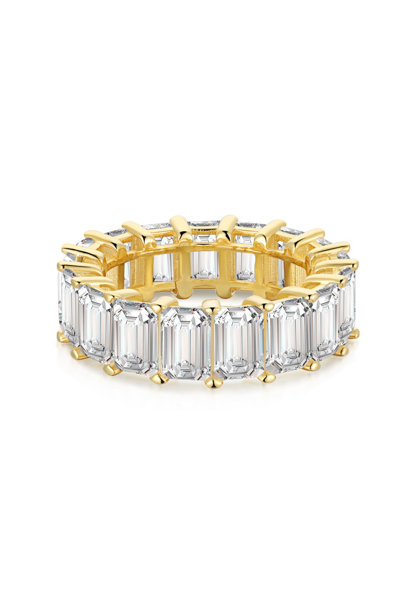 Raya Emerald Cut Eternity Band Sterling Silver Ring- Gold