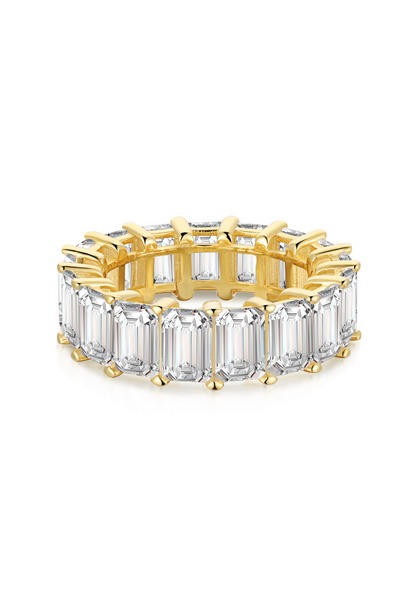 Raya Emerald Cut Eternity Band Sterling Silver Ring- Gold