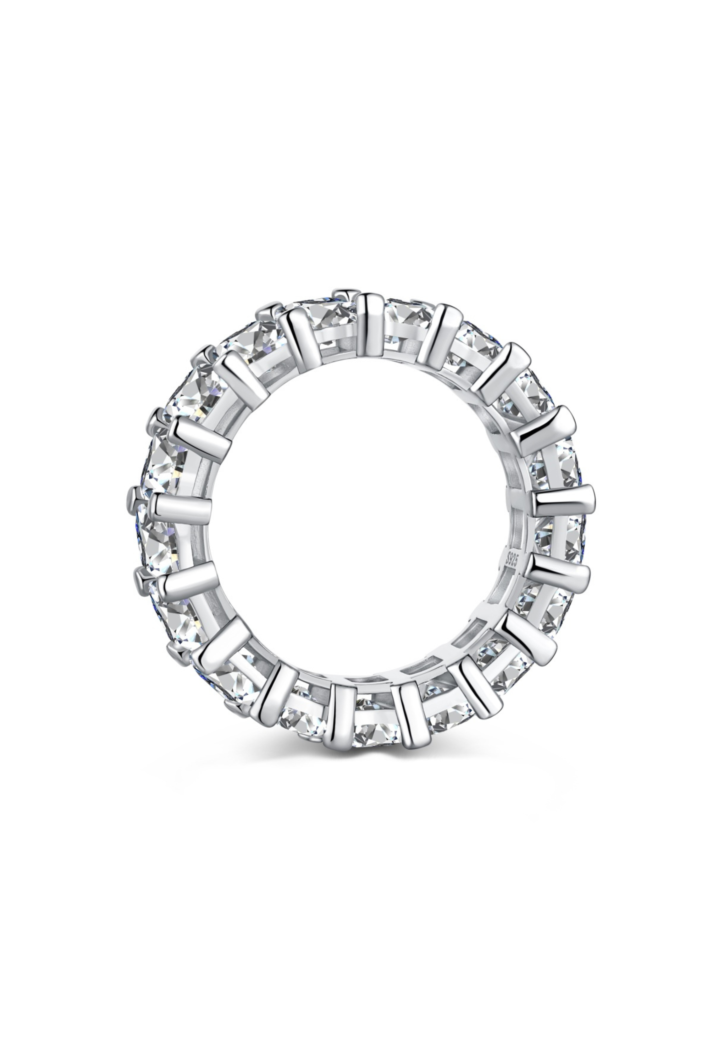 Raya Emerald Cut Eternity Band Sterling Silver Ring- Silver