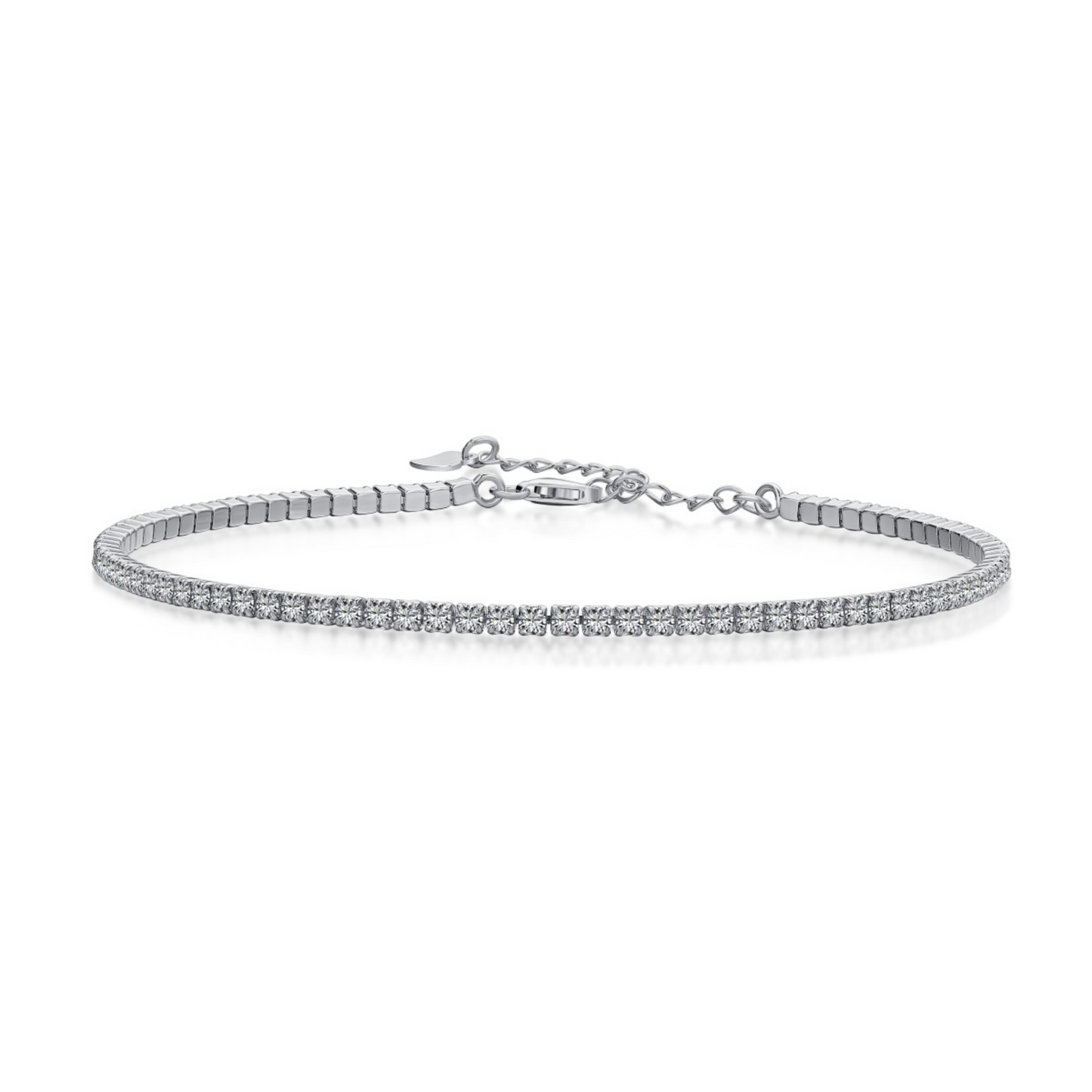Yara Sterling Silver Icy Tennis Anklet- Silver – R O M E E L A