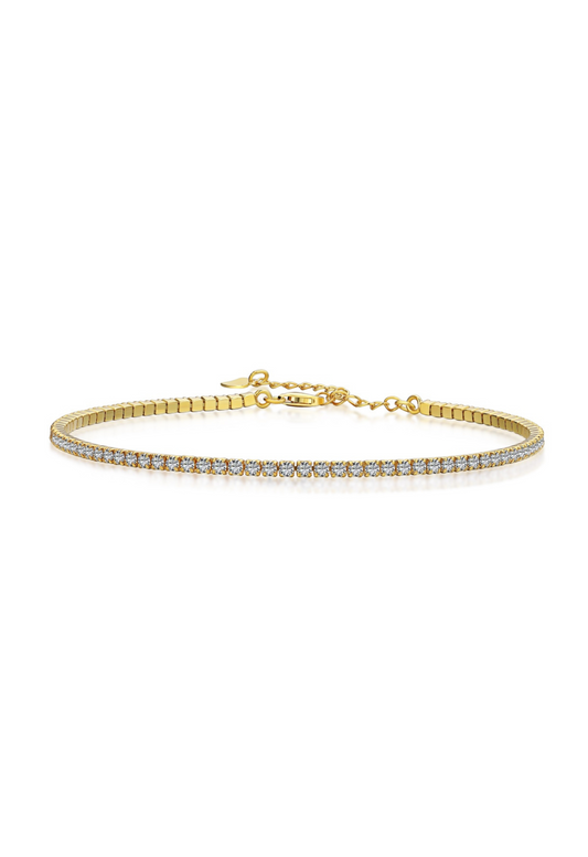 Yara Sterling Silver Icy Tennis Anklet- Gold