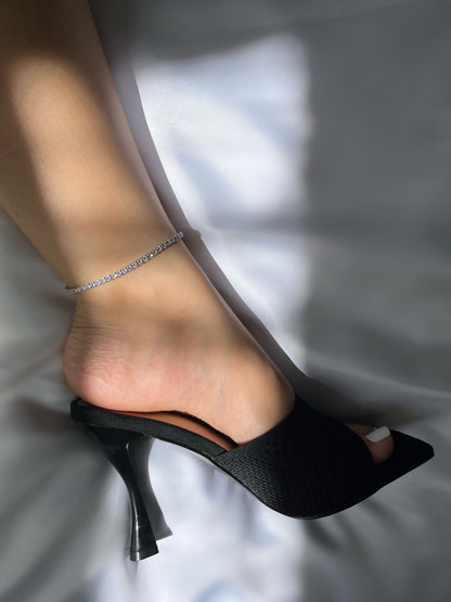 Yara Sterling Silver Icy Tennis Anklet- Silver