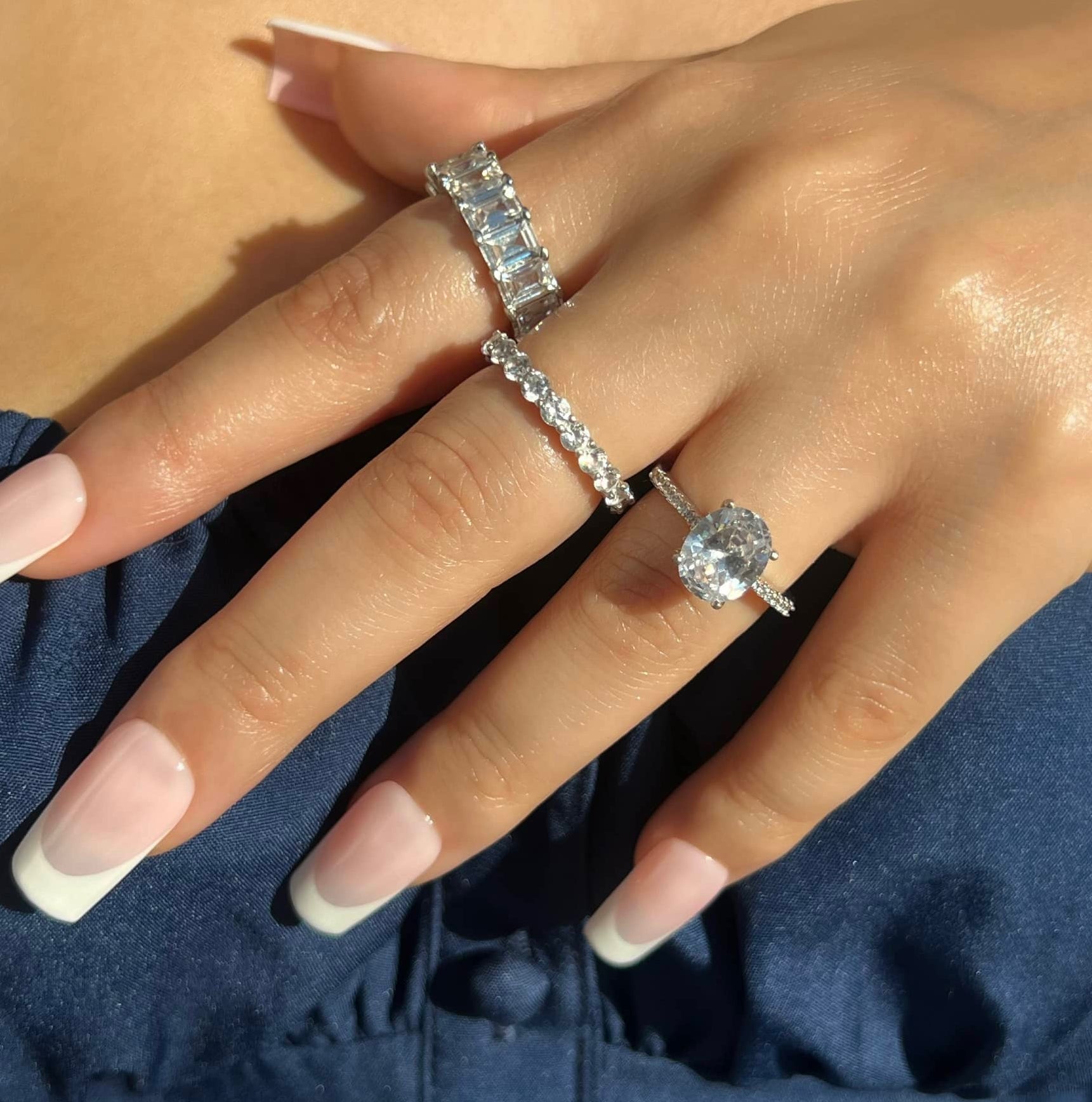 Anastasia Oval Cut Sterling Silver Ring- Silver