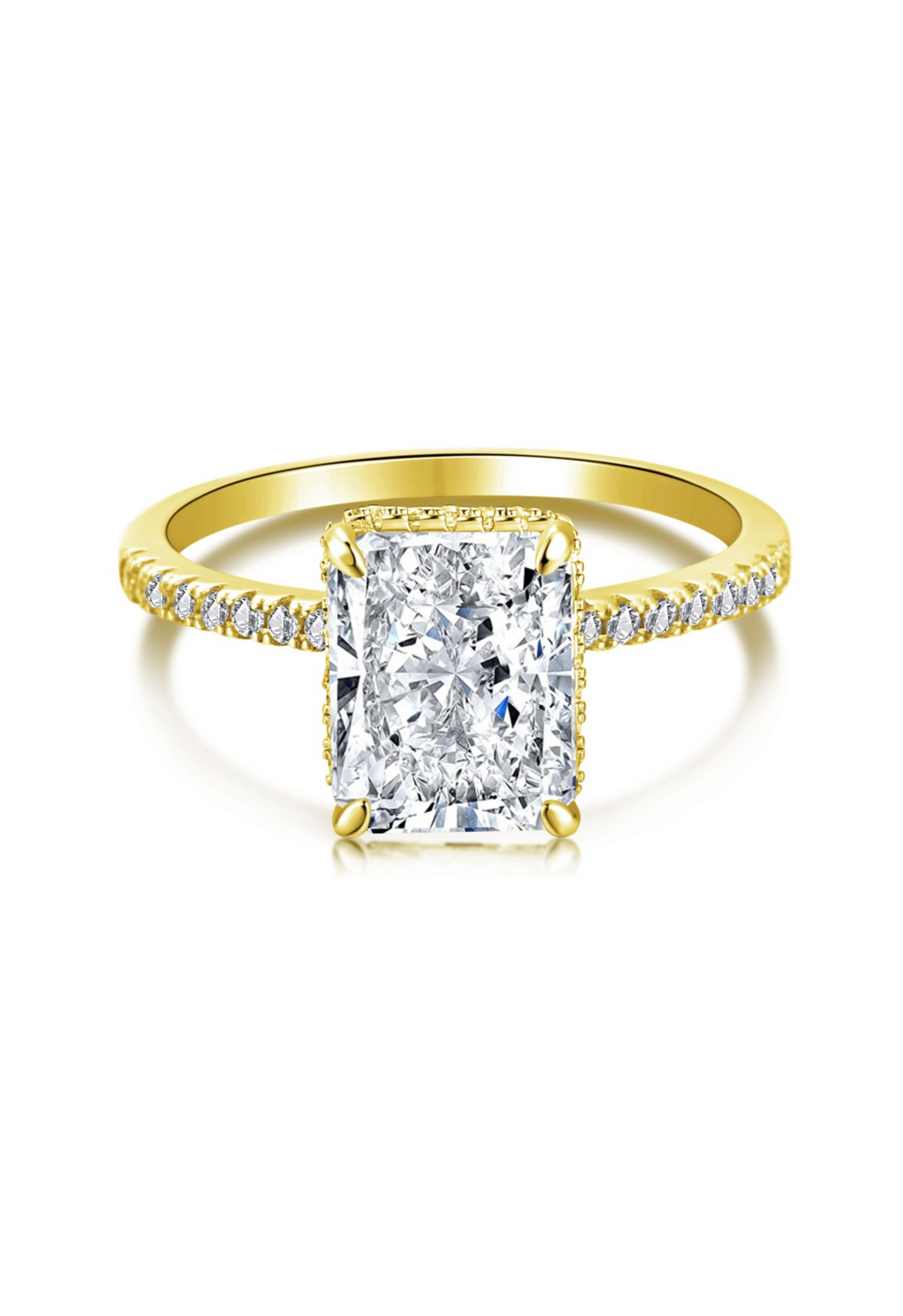 Cecilia Radiant Cut Sterling Silver Ring- Gold
