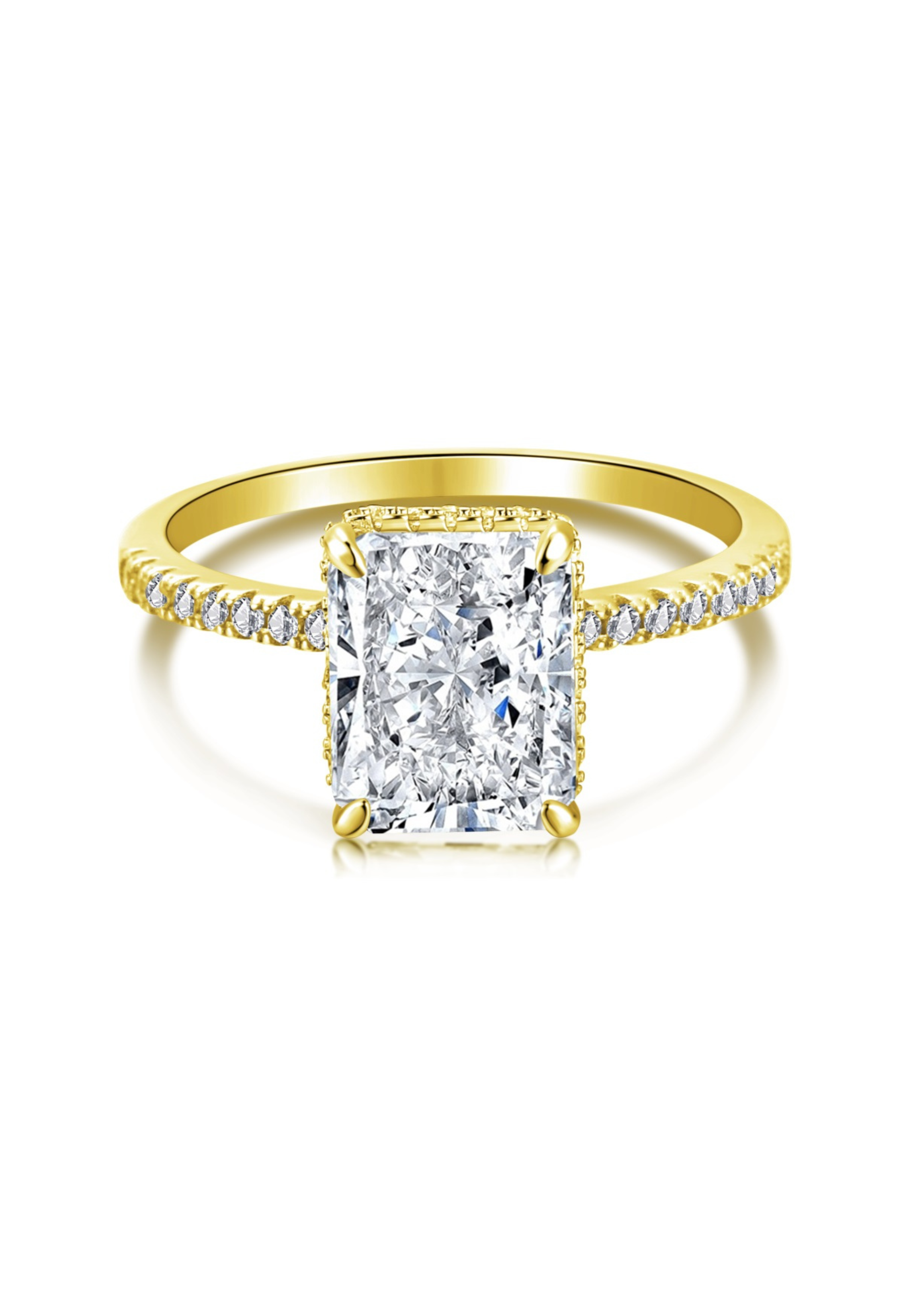 Cecilia Radiant Cut Sterling Silver Ring- Gold