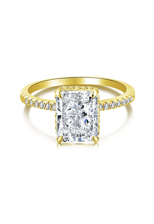 Cecilia Radiant Cut Sterling Silver Ring- Gold