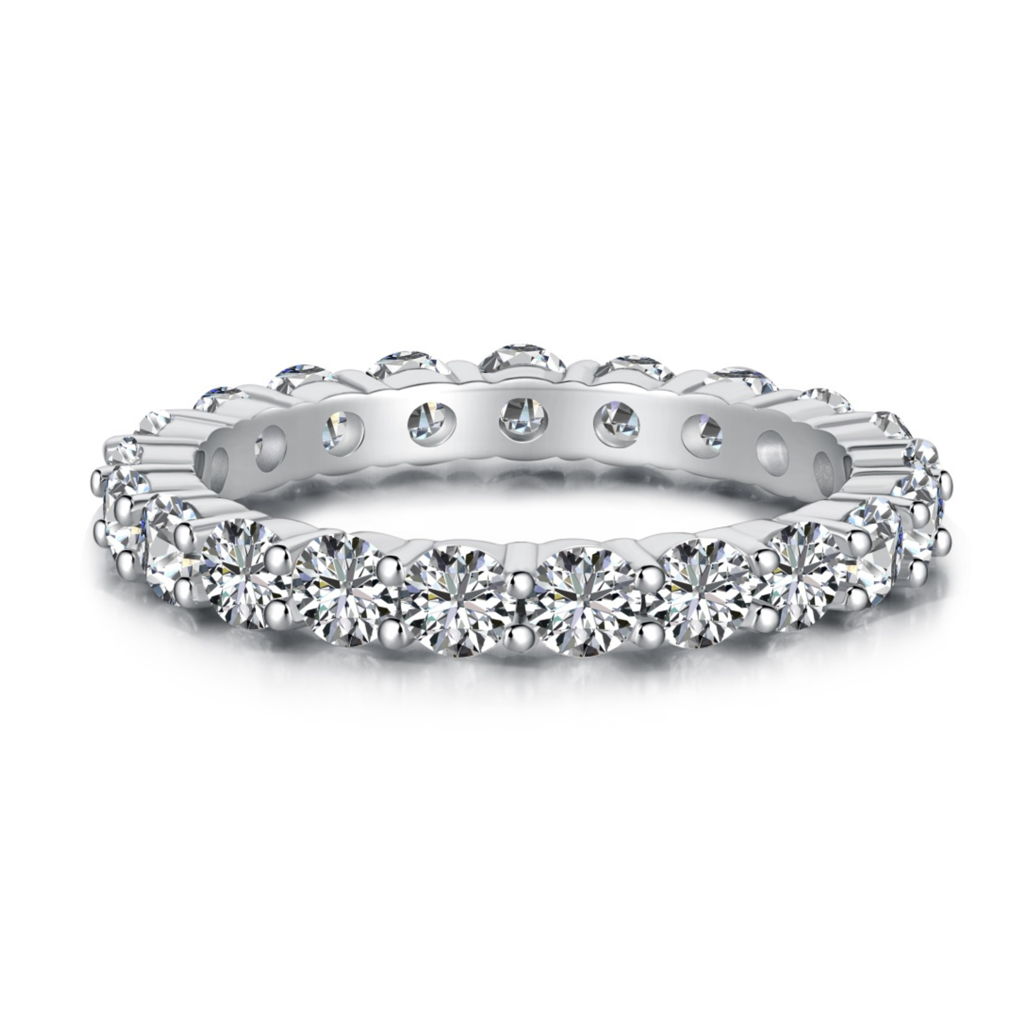 Eva Round Cut Eternity Band Sterling Silver Ring- Silver (Pre-Order)