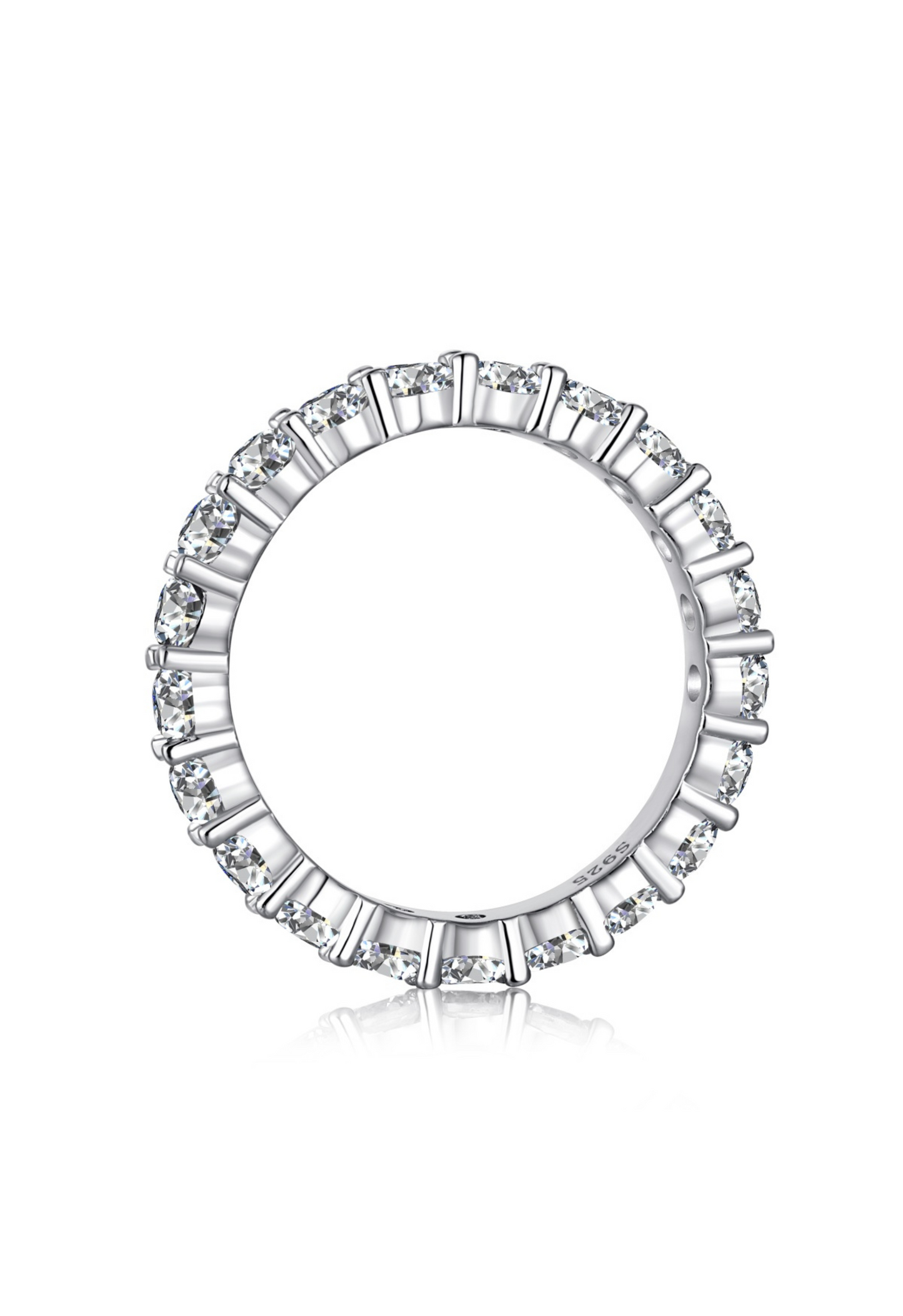 Eva Round Cut Eternity Band Sterling Silver Ring