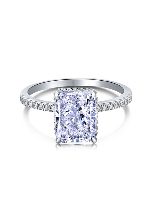 Cecilia Radiant Cut Sterling Silver Ring- Lavender