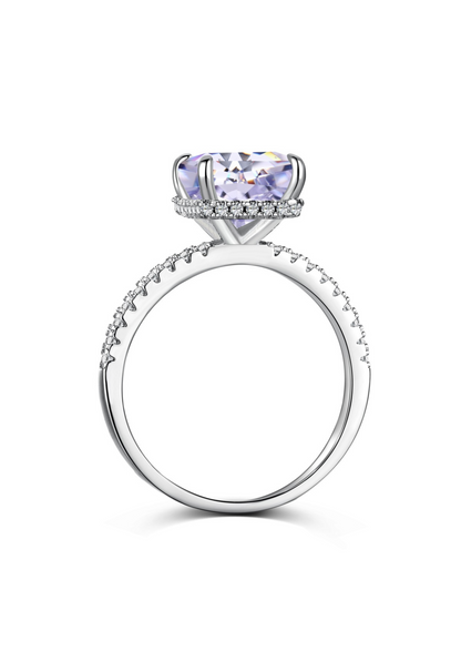 Cecilia Radiant Cut Sterling Silver Ring- Lavender