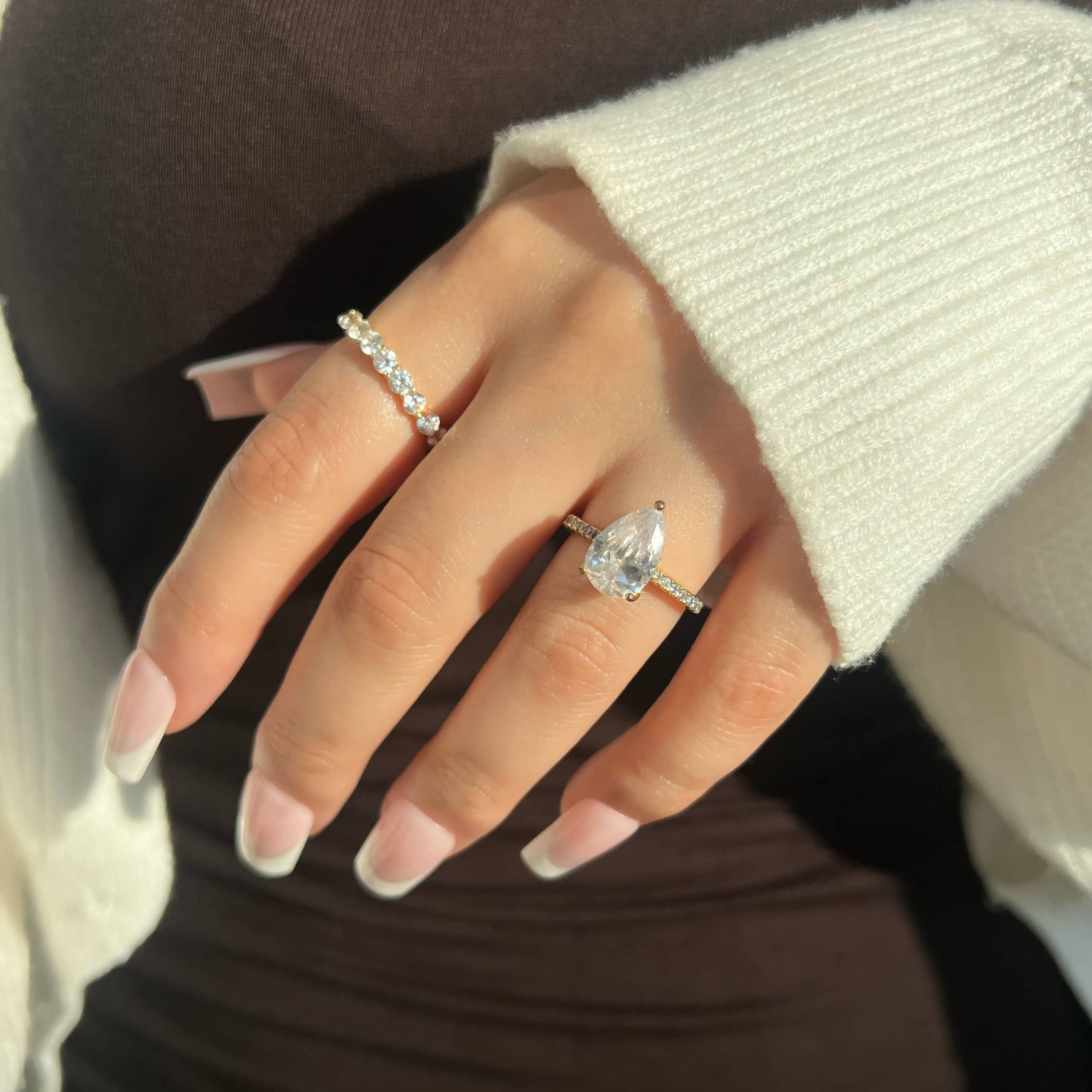 Seréna Pear Cut Sterling Silver Ring- Gold (Pre-Order)