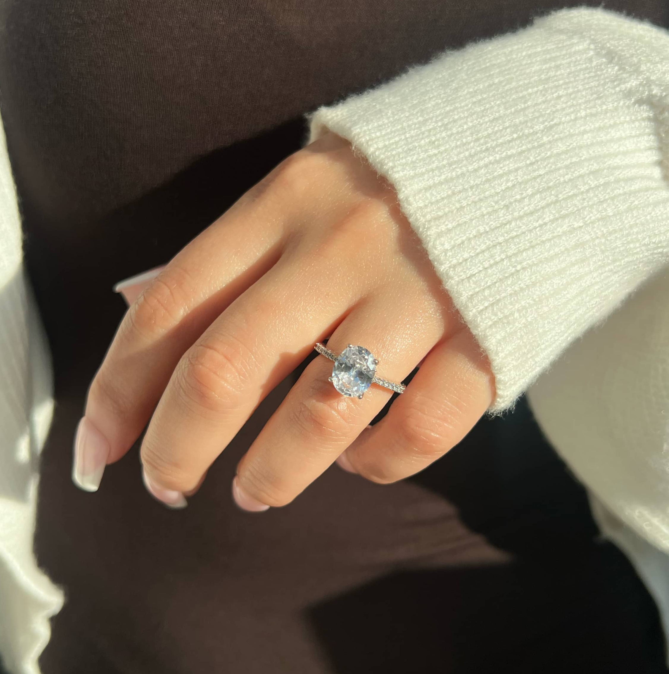 Anastasia Oval Cut Sterling Silver Ring- Silver