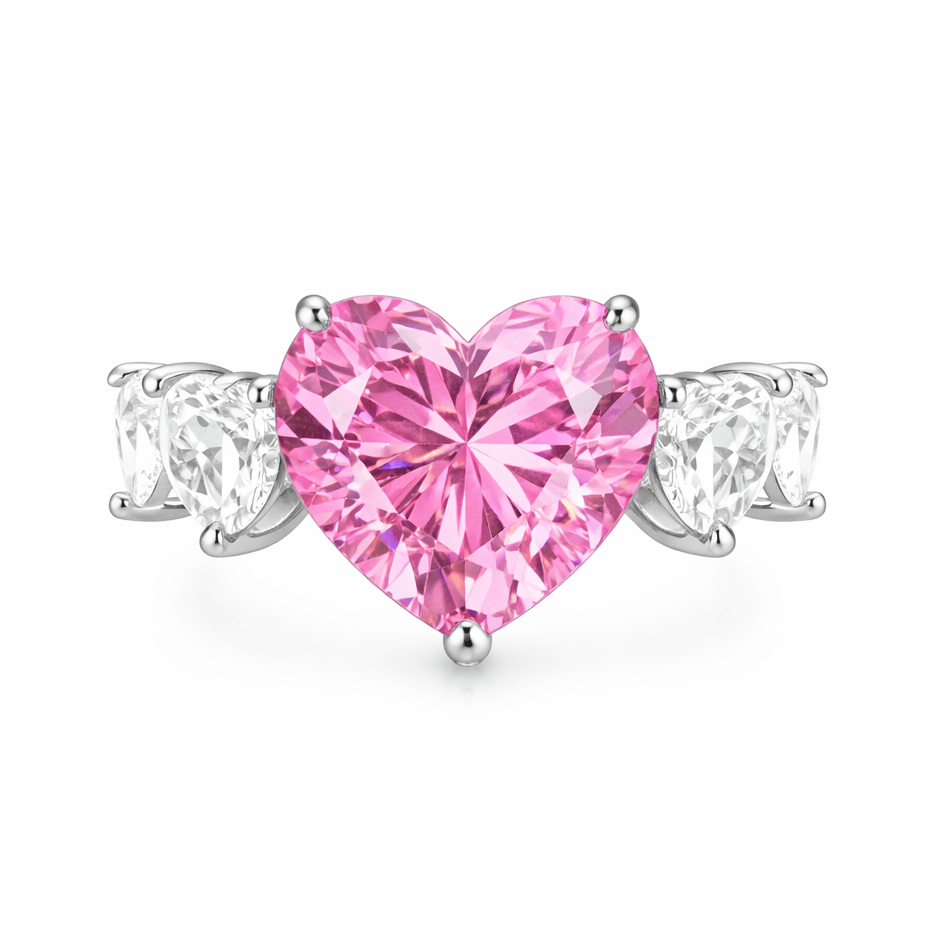 Queen Heart Cubic Zirconia Ring- Pink