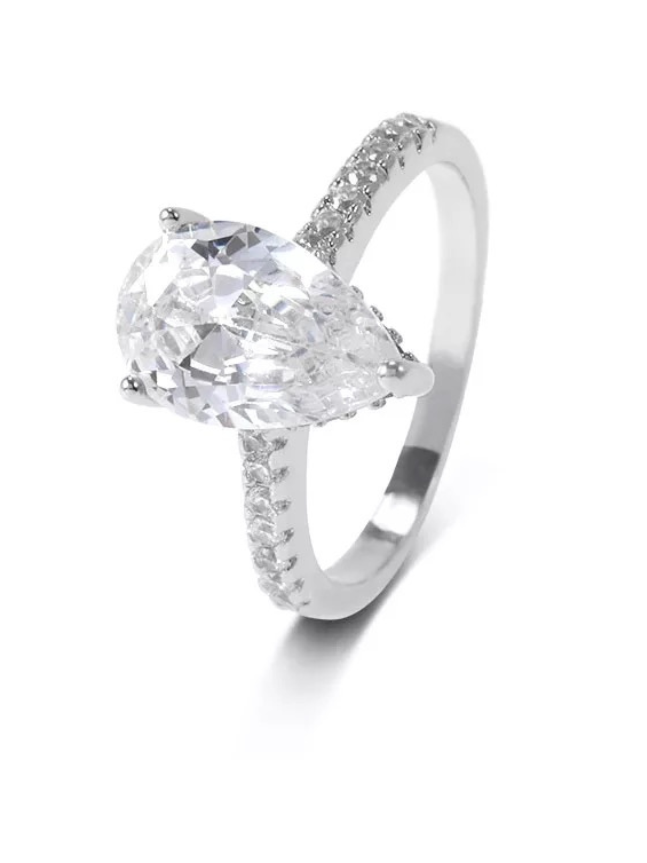 Seréna Pear Cut Sterling Silver Ring- Silver (Pre-Order)