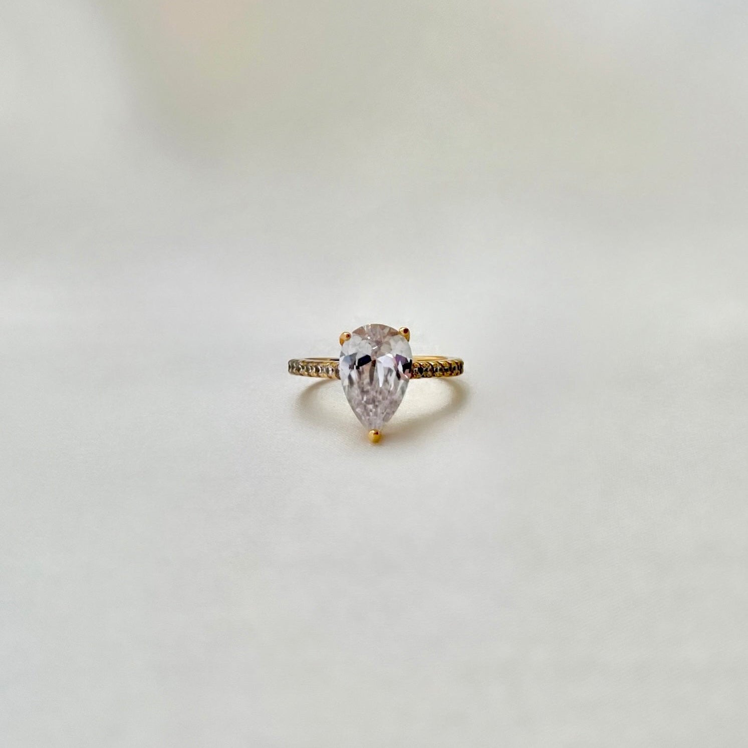 Seréna Pear Cut Sterling Silver Ring- Gold (Pre-Order)