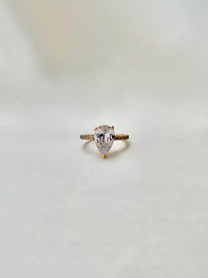 Seréna Pear Cut Sterling Silver Ring- Gold