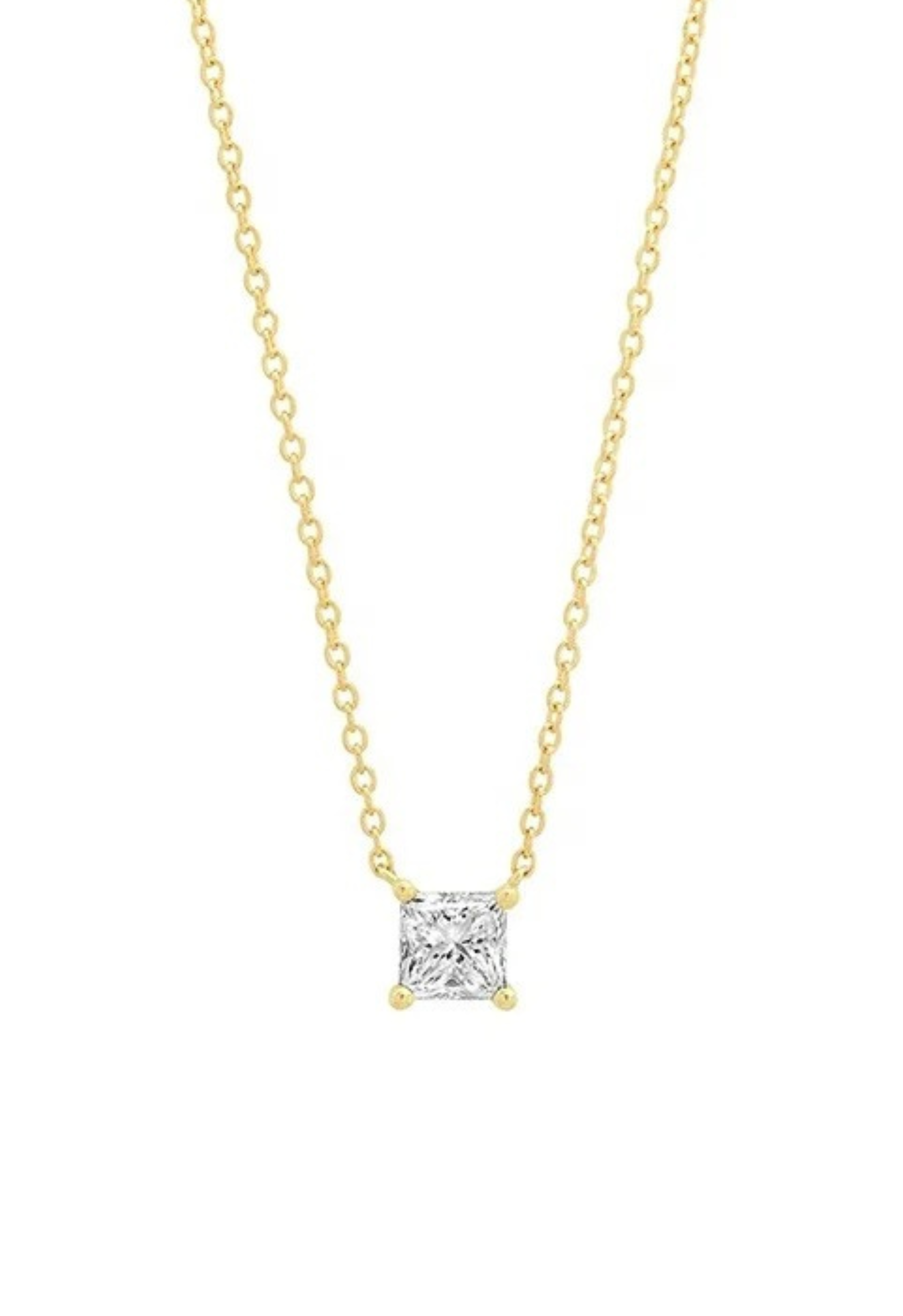 Lésa Radiant Cut Square Sterling Silver Pendant Necklace