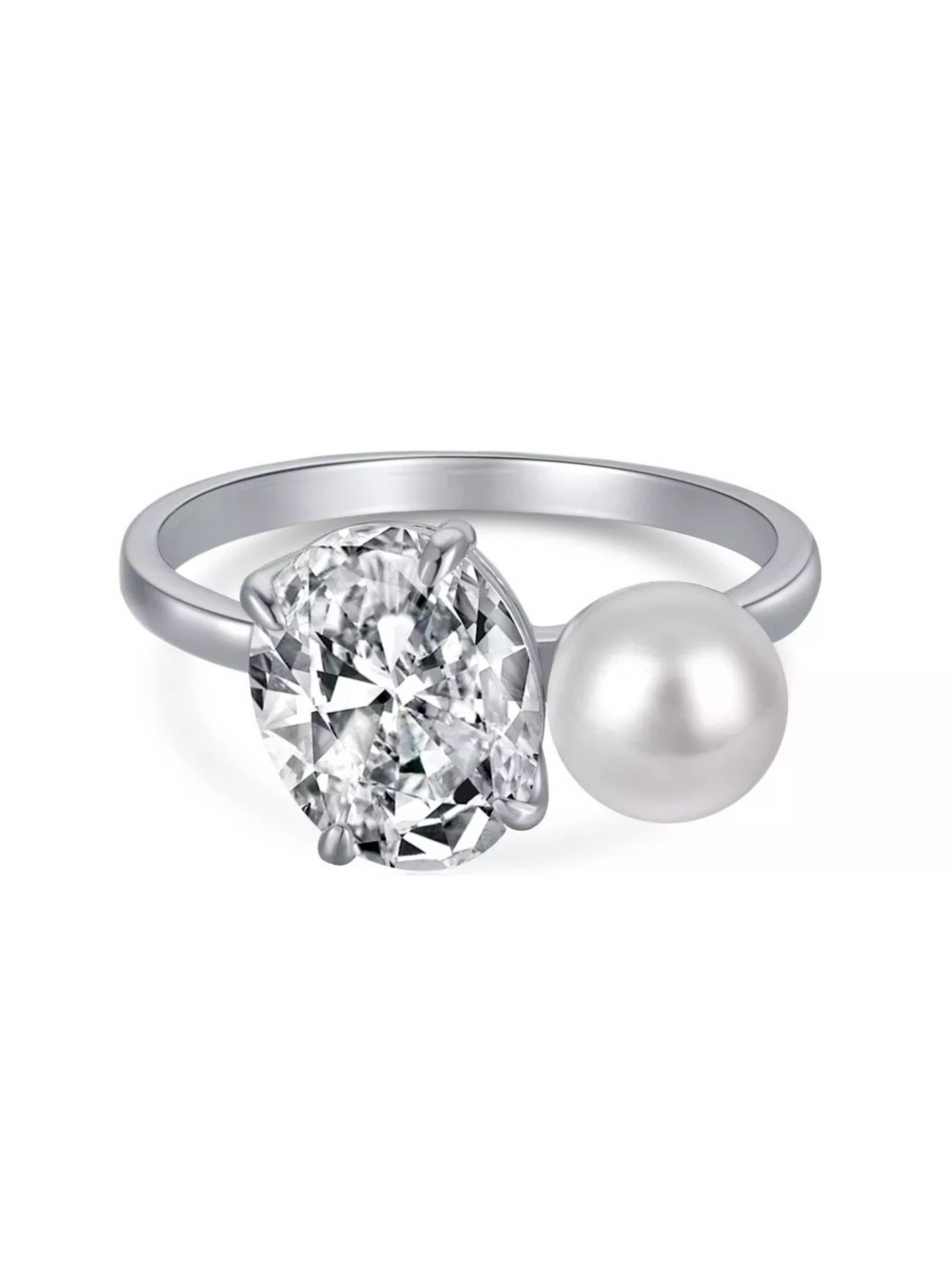 Doux Pearl Diamond Sterling Silver Ring