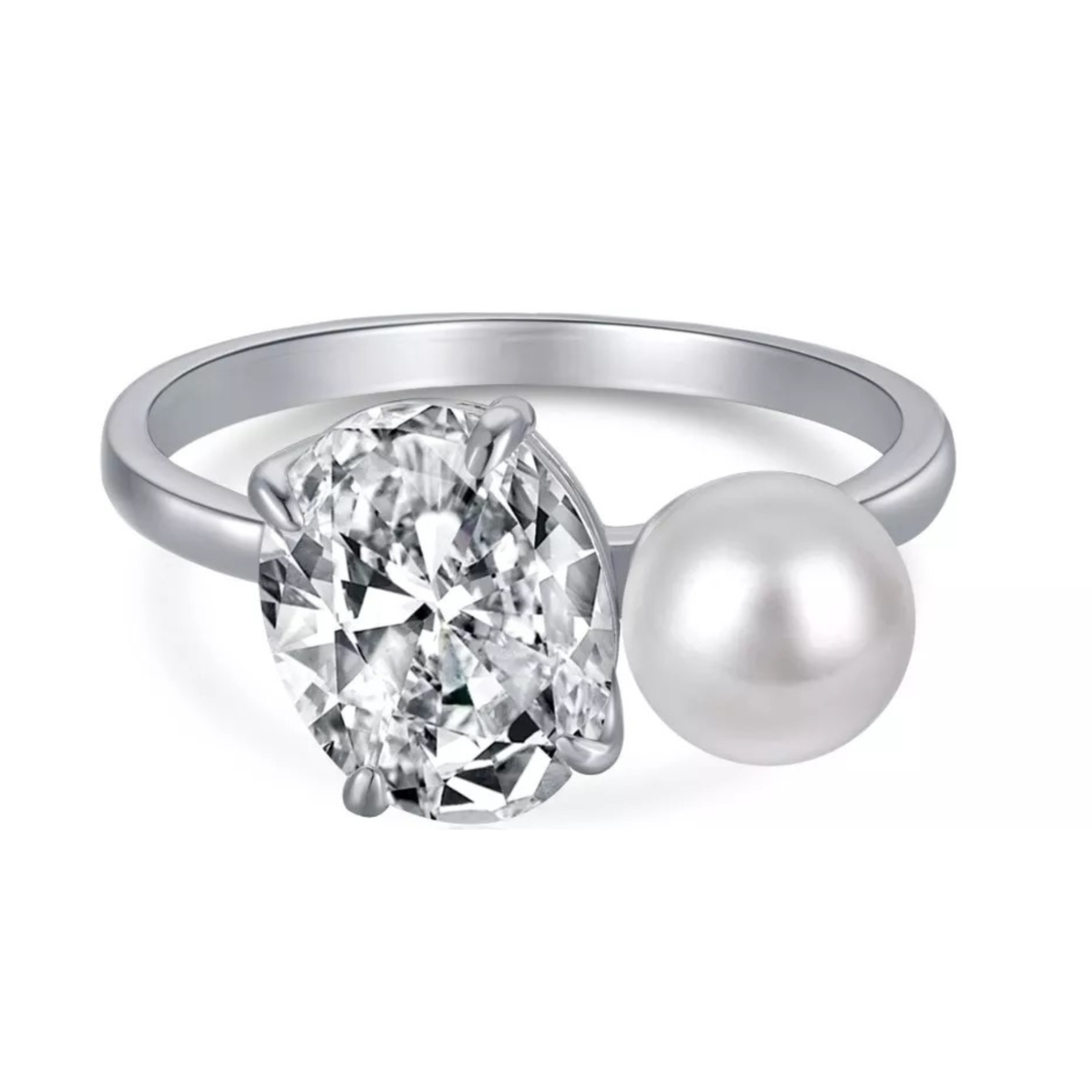 Doux Pearl Toi Et Moi Sterling Silver Ring