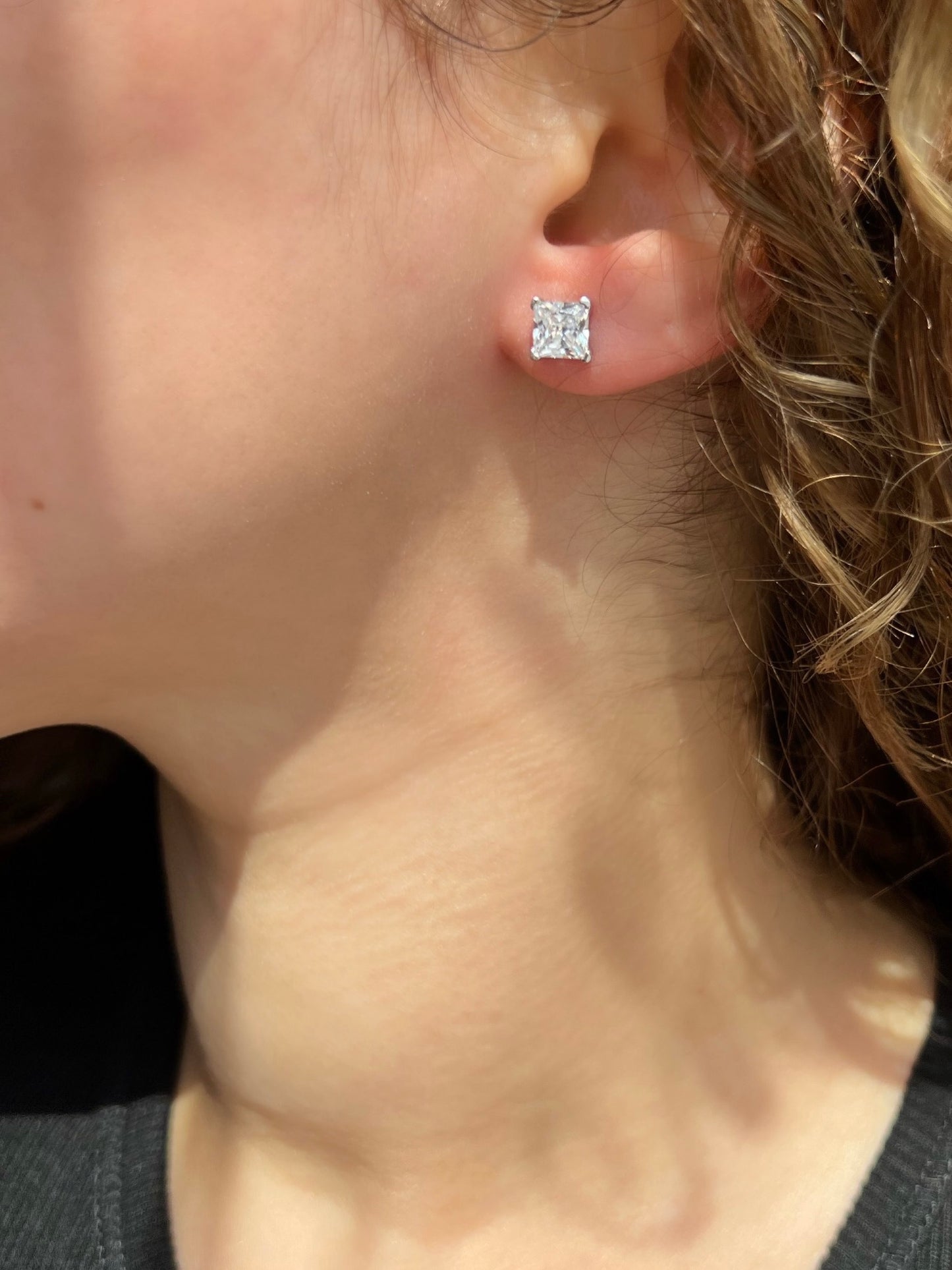 Dina Radiant Cut Sterling Silver Earrings