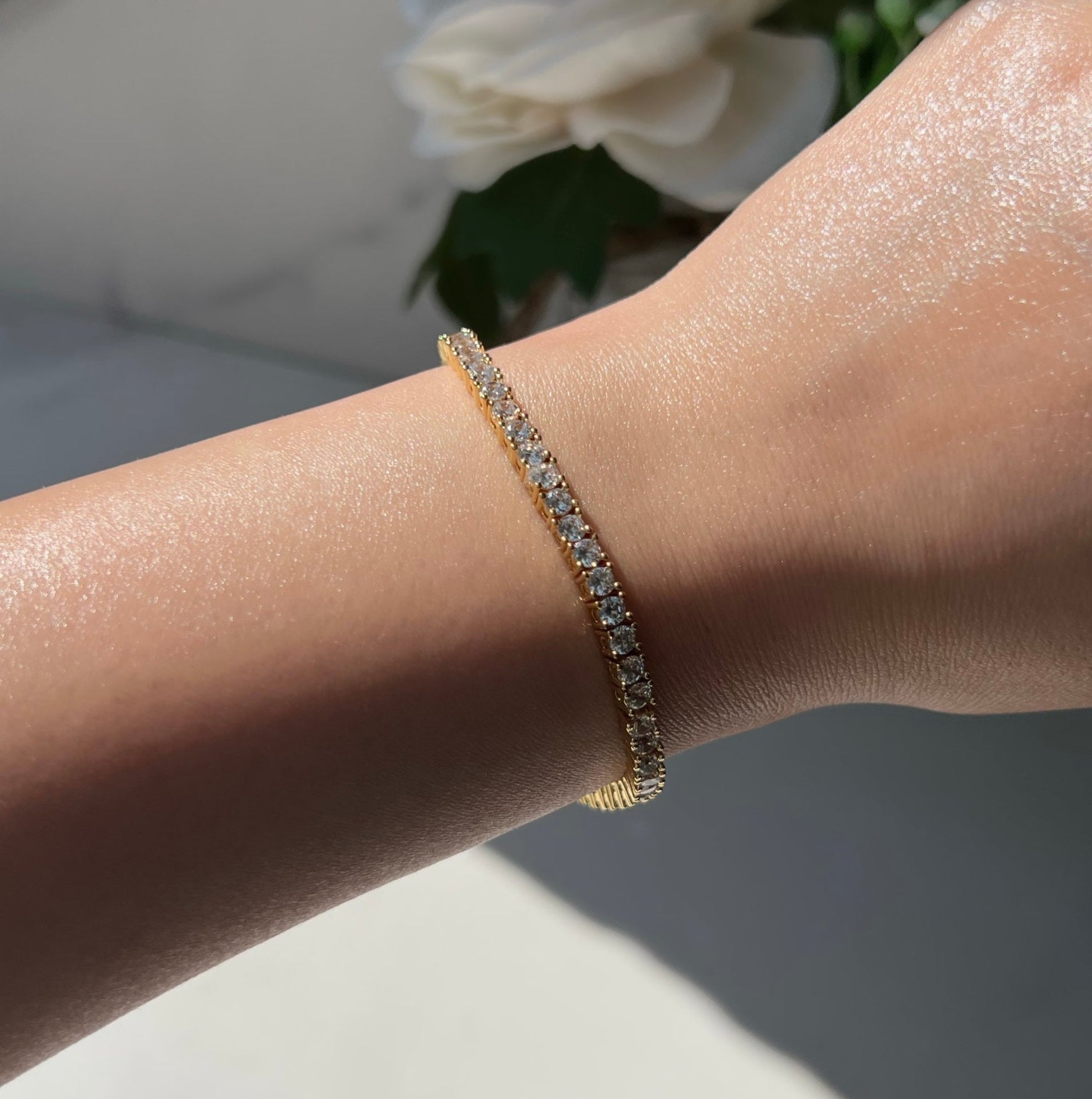 Aura 3mm Tennis Bracelet- Gold