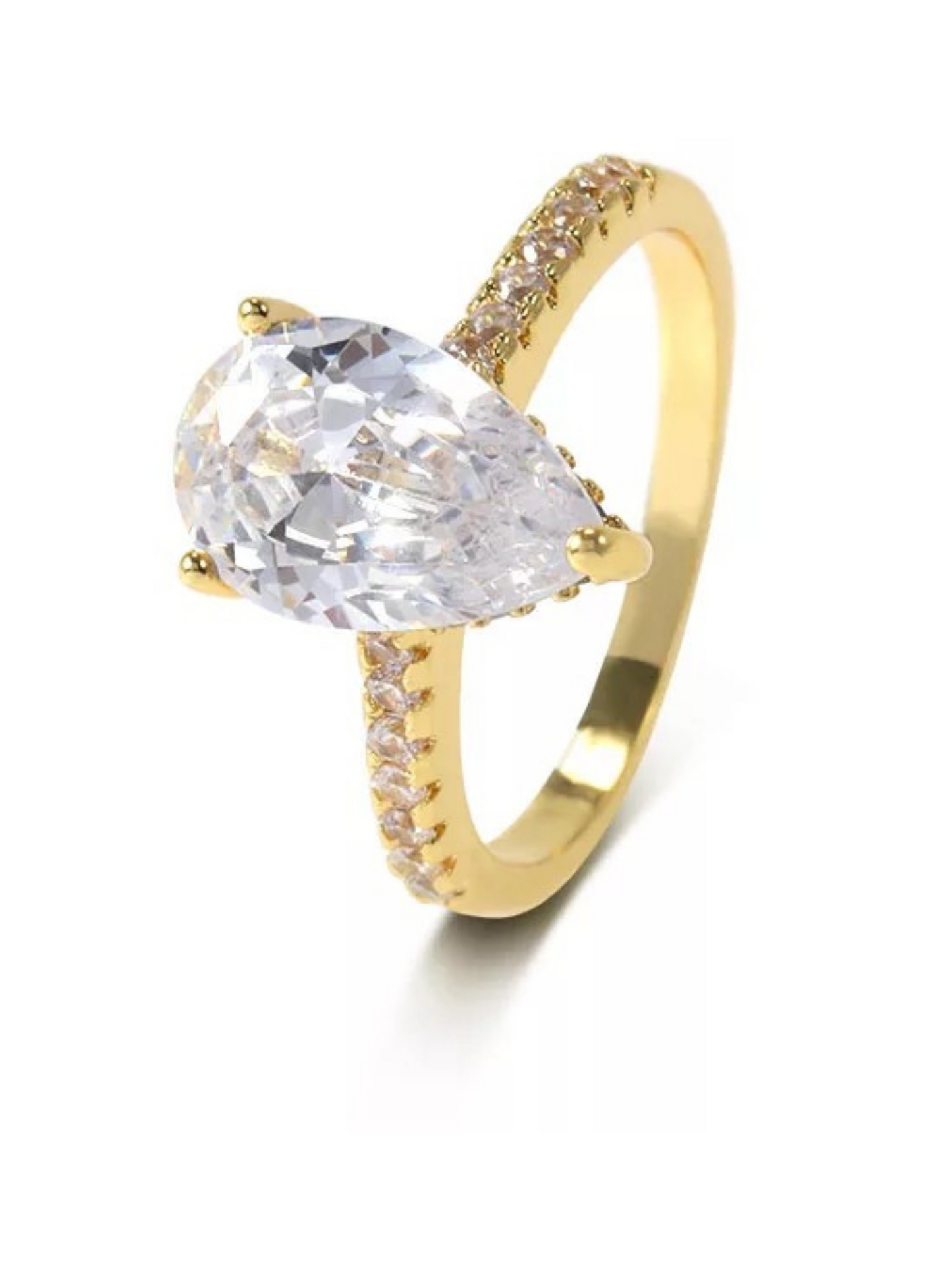 Seréna Pear Cut Sterling Silver Ring- Gold