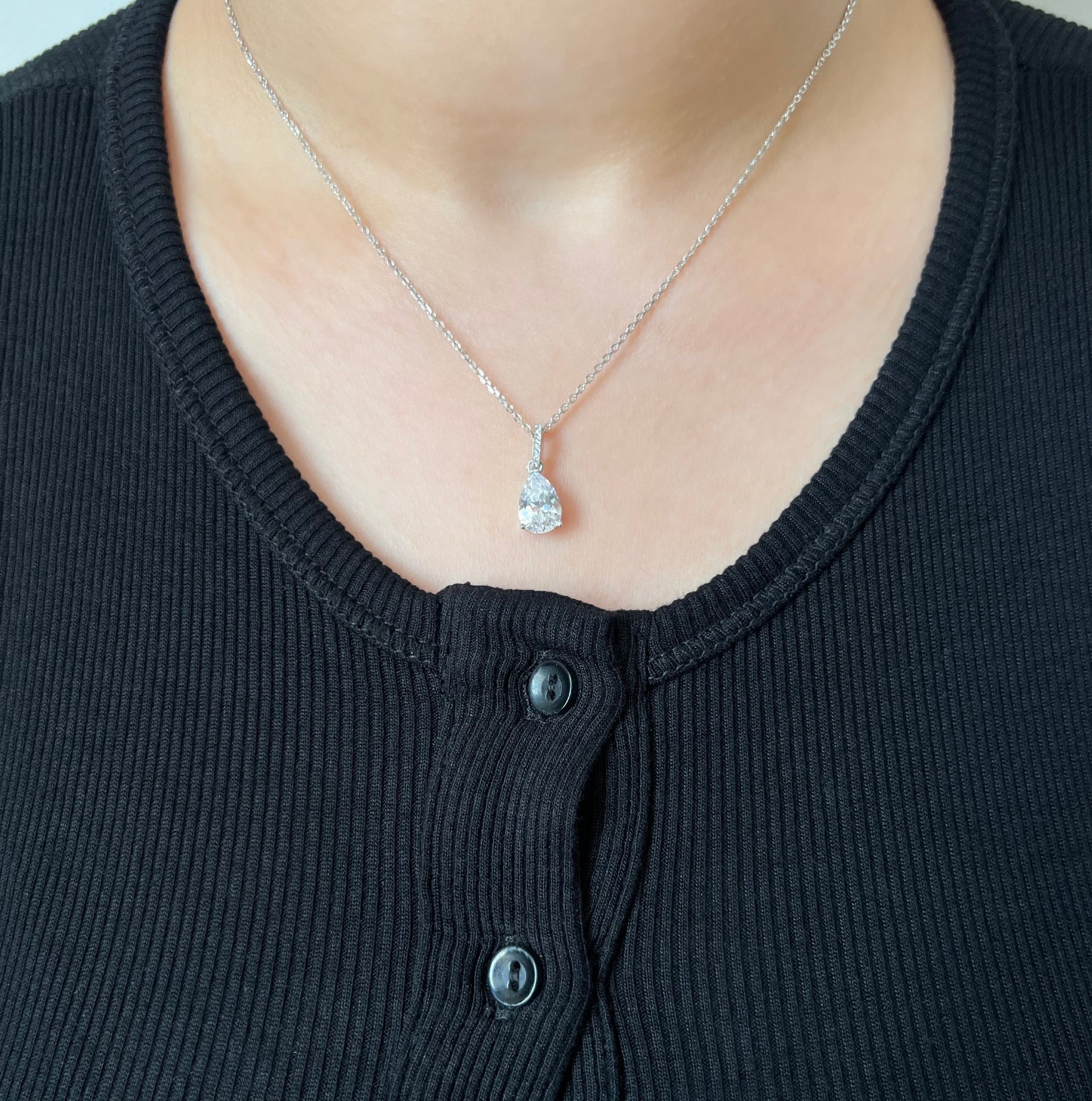 Alana Pear Cut Sterling Silver Pendant Necklace