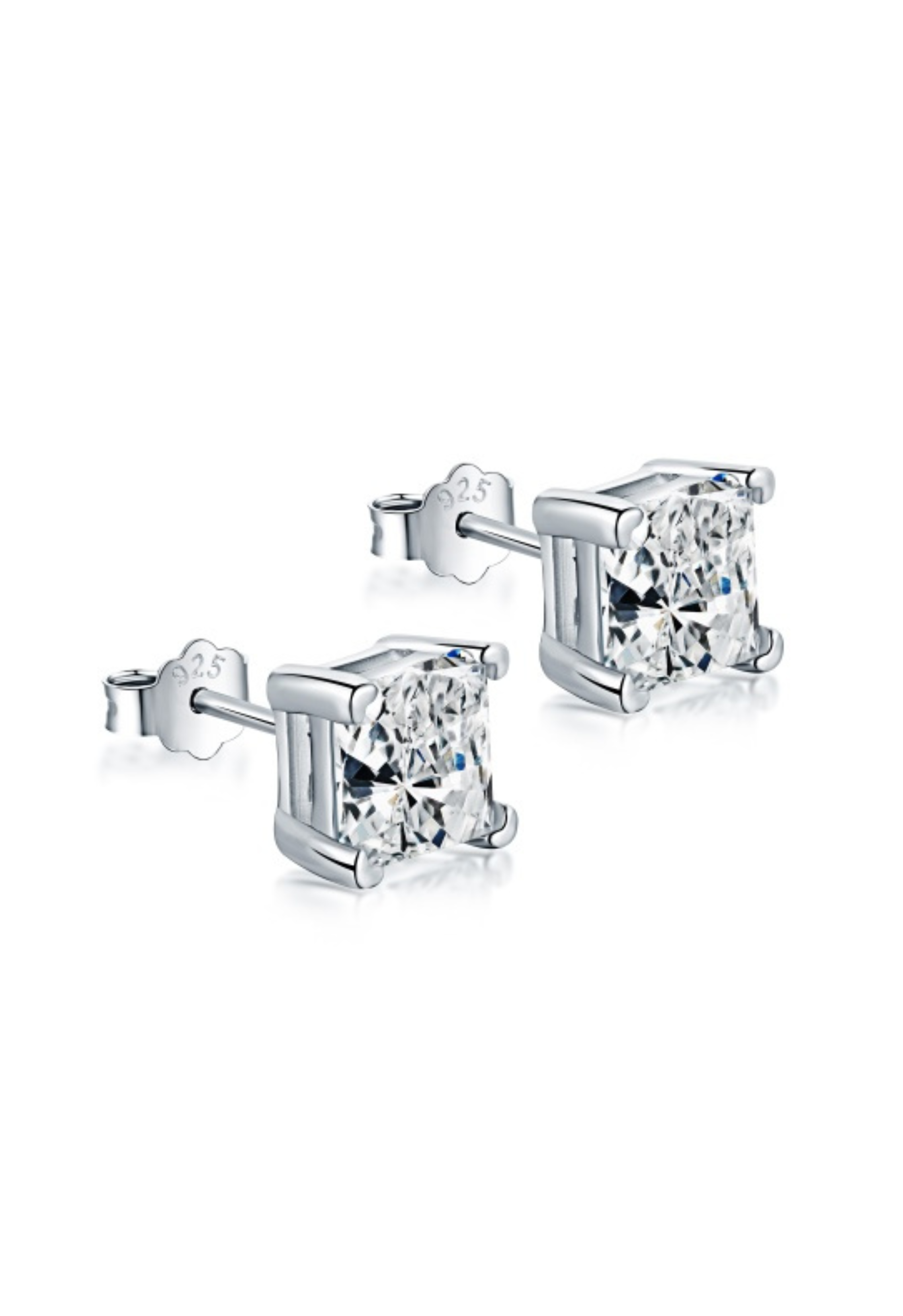 Dina Radiant Cut Sterling Silver Earrings