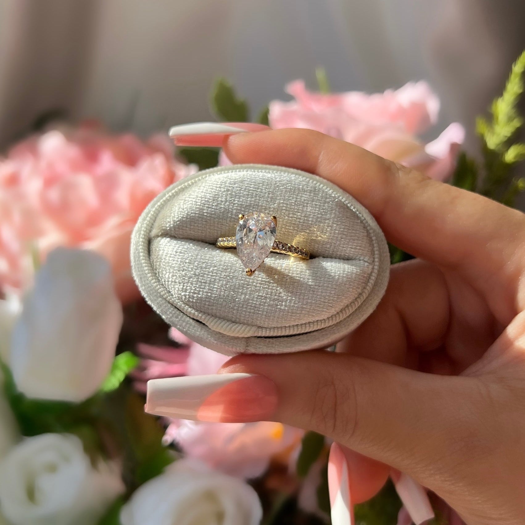 Seréna Pear Cut Sterling Silver Ring- Gold (Pre-Order)