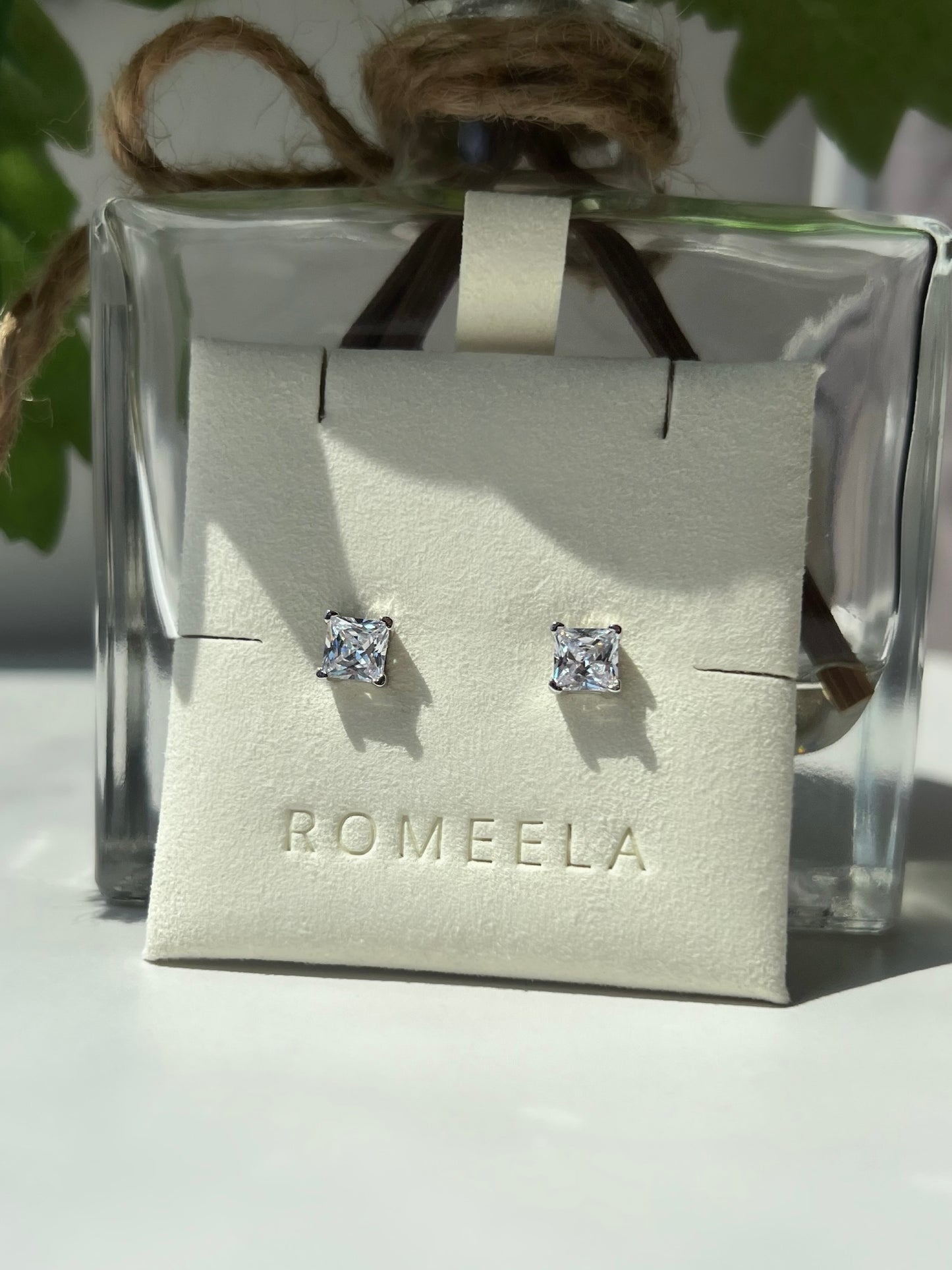 Dina Radiant Cut Sterling Silver Earrings