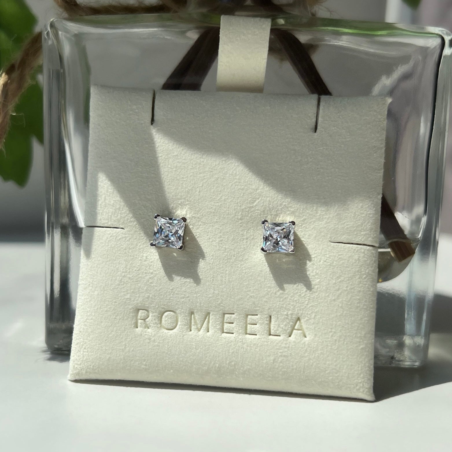 Dina Radiant Cut Sterling Silver Earrings