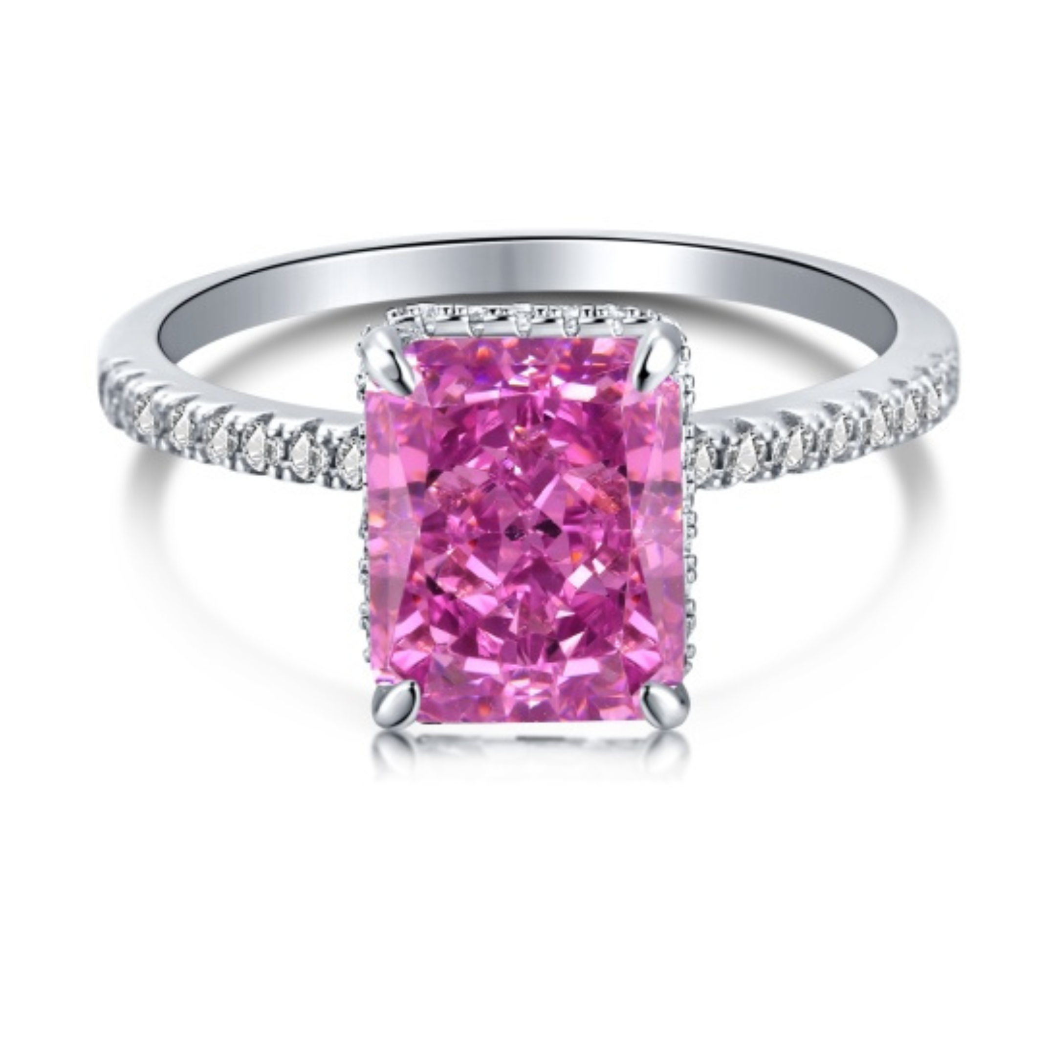 Cecilia Radiant Cut Sterling Silver Ring- Mulberry