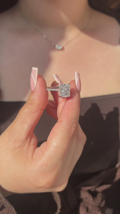 Cecilia Radiant Cut Sterling Silver Ring- Silver