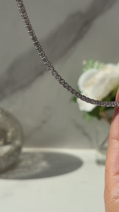 Dilara Sterling Silver Tennis Necklace- 3mm (Pre-Order)