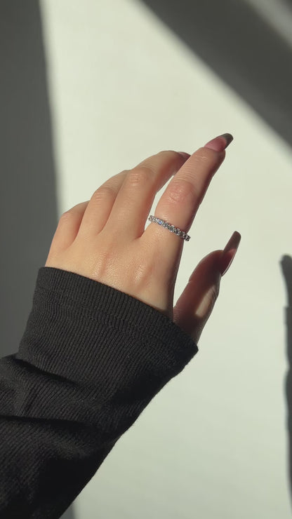 Eva Round Cut Eternity Band Sterling Silver Ring- Silver