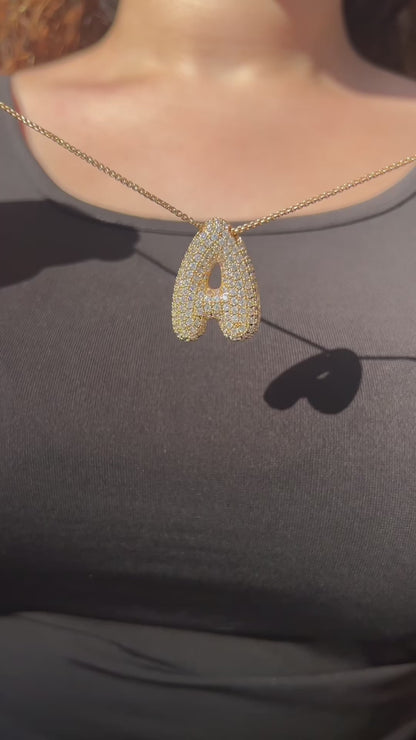 Icy Jumbo Bubble Letter Initial Pendant Necklace (Pre-Order)