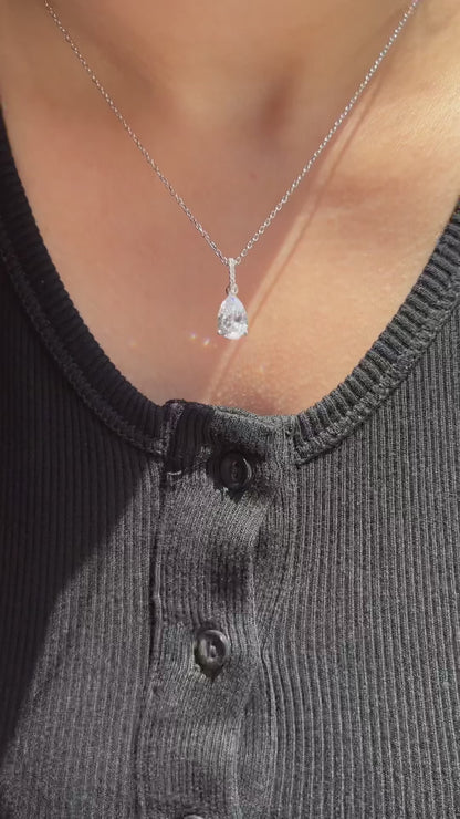 Alana Pear Cut Sterling Silver Pendant Necklace