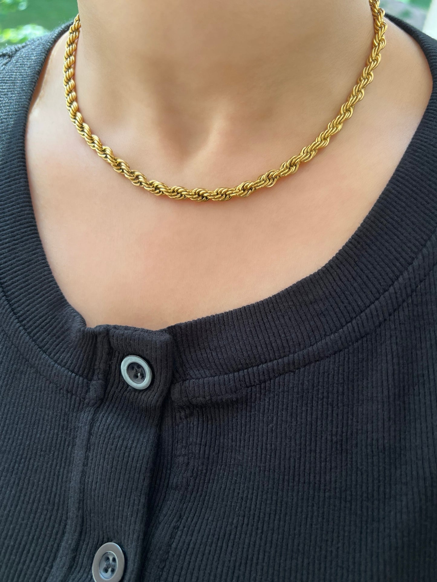 Gold Twist Rope Chain Necklace- 5mm