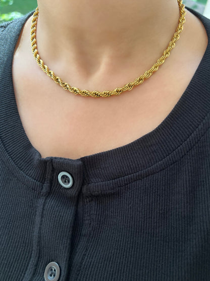 Gold Twist Rope Chain Necklace- 5mm